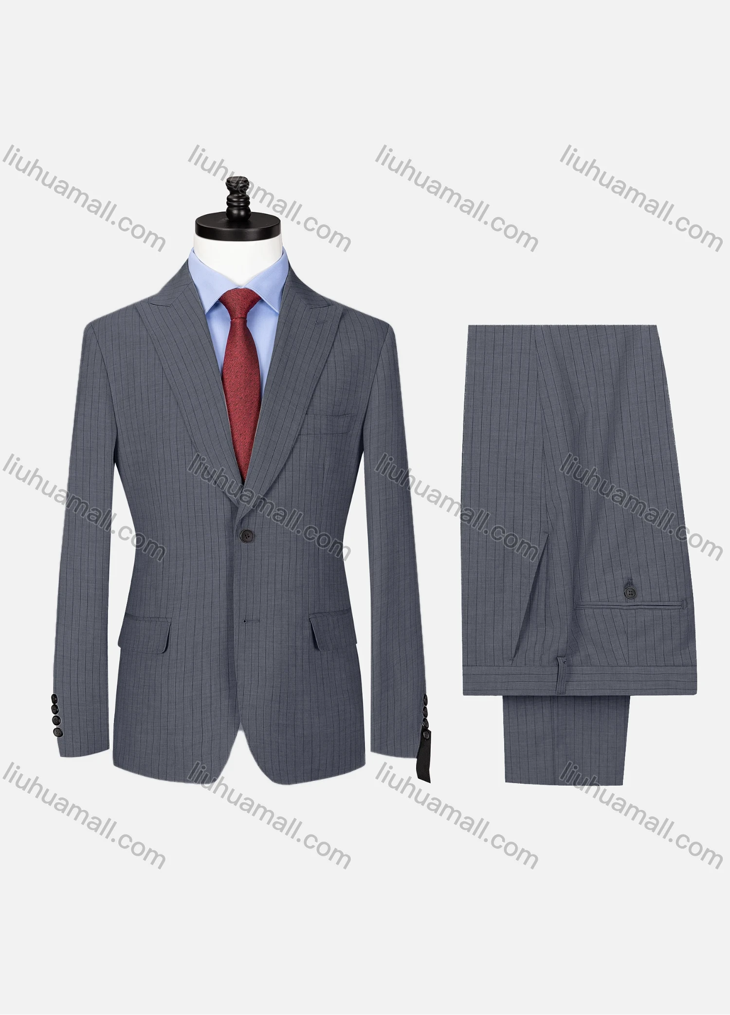 Wholesale Men's Formal Lapel Button Striped Flap Pockets Blazer Jacket & Pants 2 Piece Set X7759# - Liuhuamall
