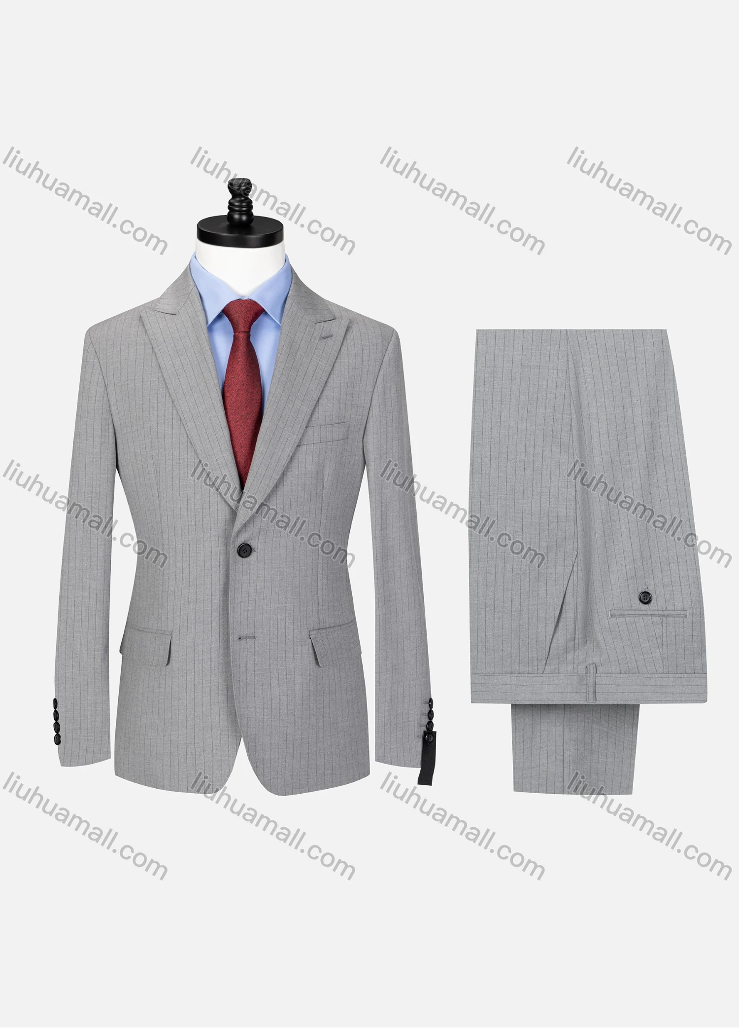 Wholesale Men's Formal Lapel Button Striped Flap Pockets Blazer Jacket & Pants 2 Piece Set X7759# - Liuhuamall
