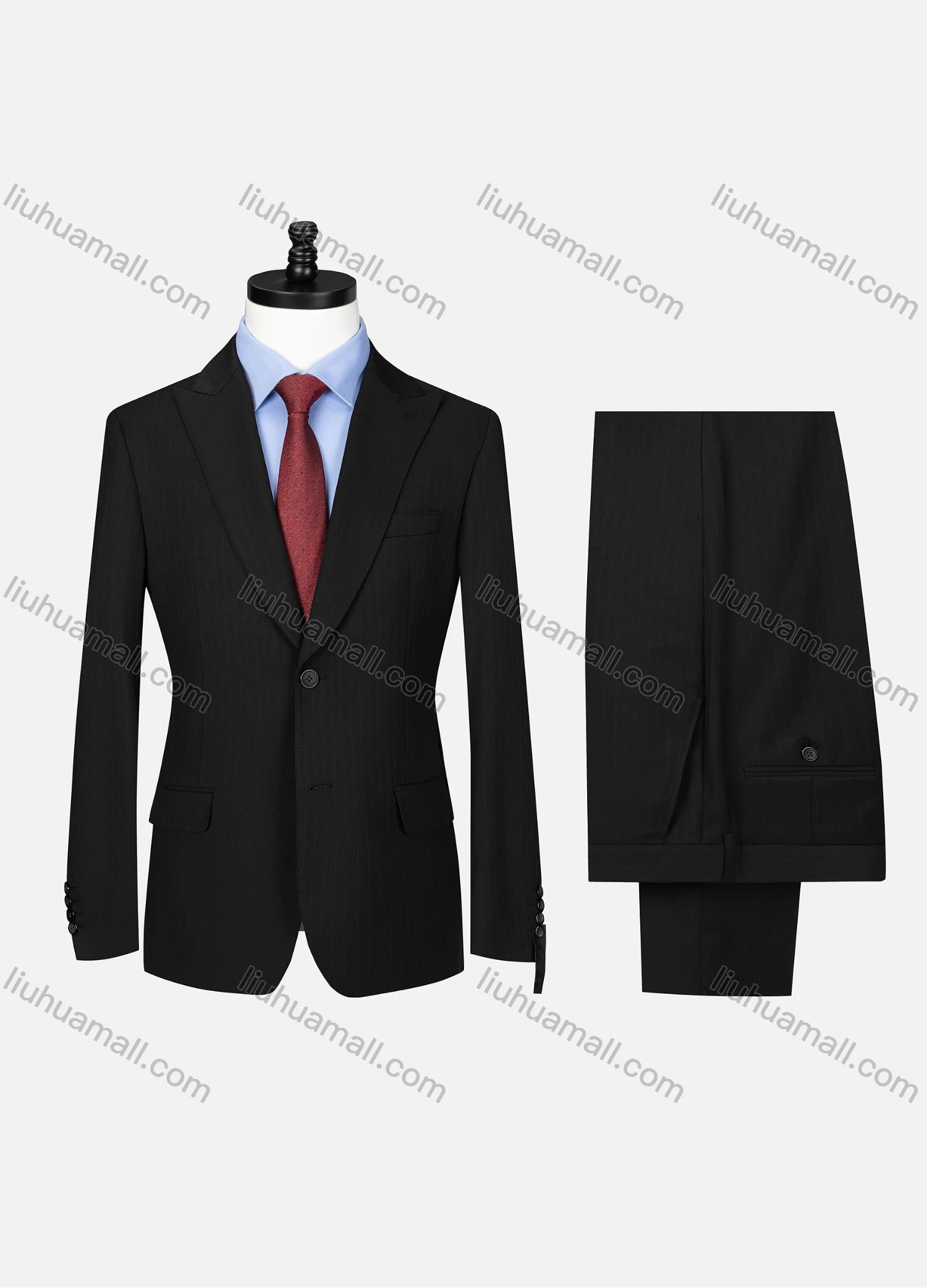 Wholesale Men's Formal Lapel Button Striped Flap Pockets Blazer Jacket & Pants 2 Piece Set X7759# - Liuhuamall