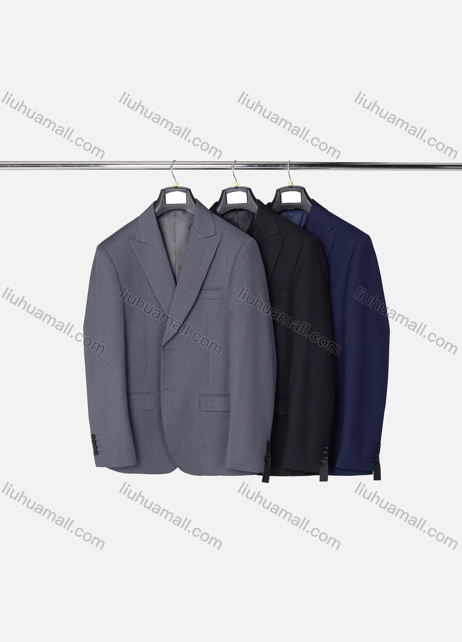 Wholesale Men's Formal Lapel Single Breasted Ribbed Plain Flap Pockets Blazer Jacket & Pants 2 Piece Set X7175# - Liuhuamall