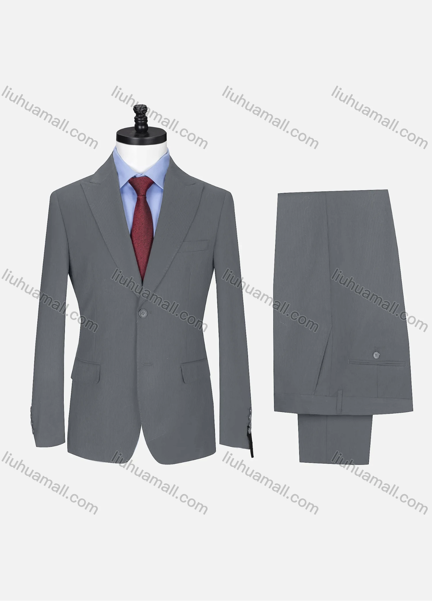 Wholesale Men's Formal Lapel Single Breasted Ribbed Plain Flap Pockets Blazer Jacket & Pants 2 Piece Set X7175# - Liuhuamall