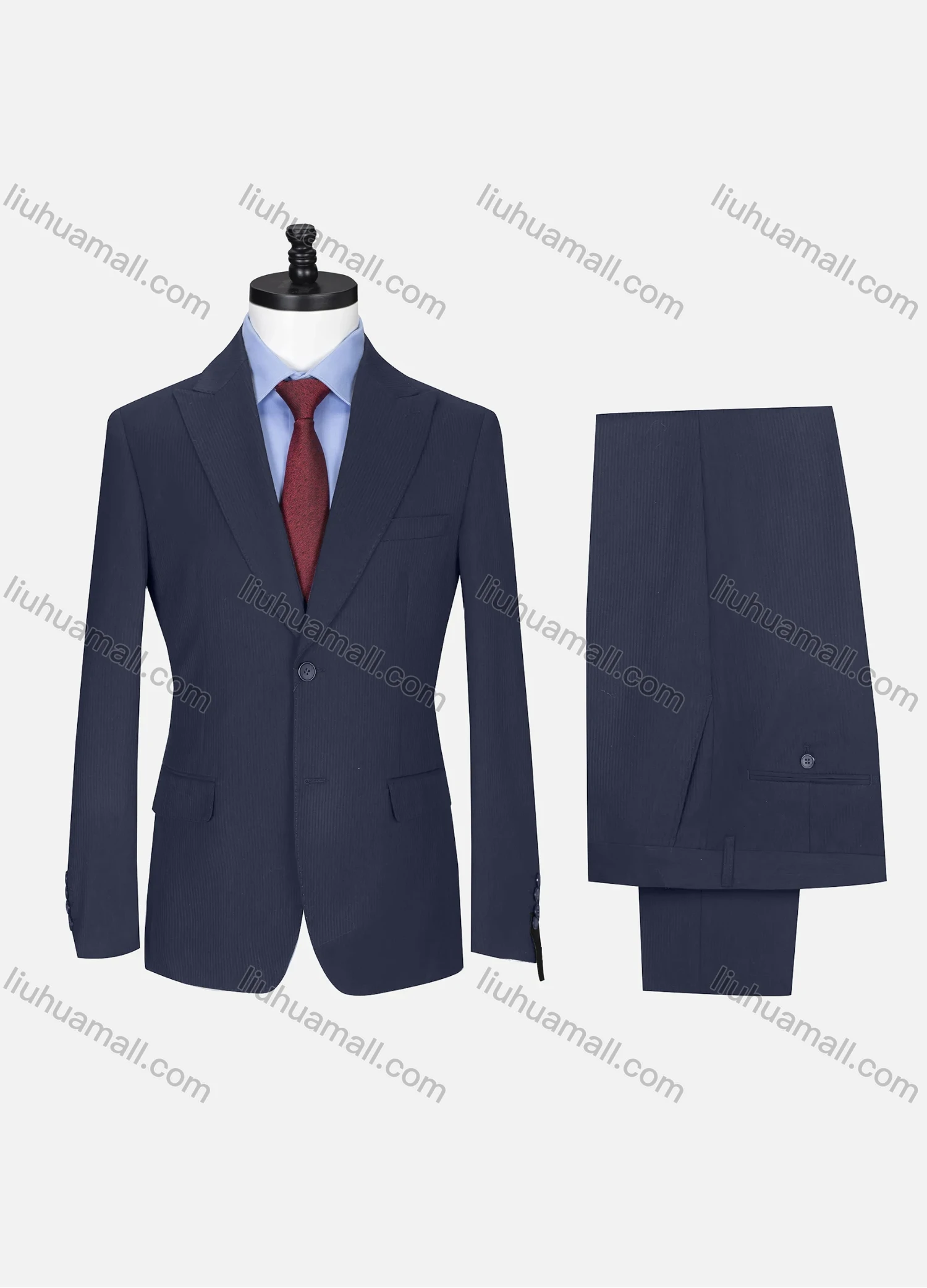 Wholesale Men's Formal Lapel Single Breasted Ribbed Plain Flap Pockets Blazer Jacket & Pants 2 Piece Set X7175# - Liuhuamall