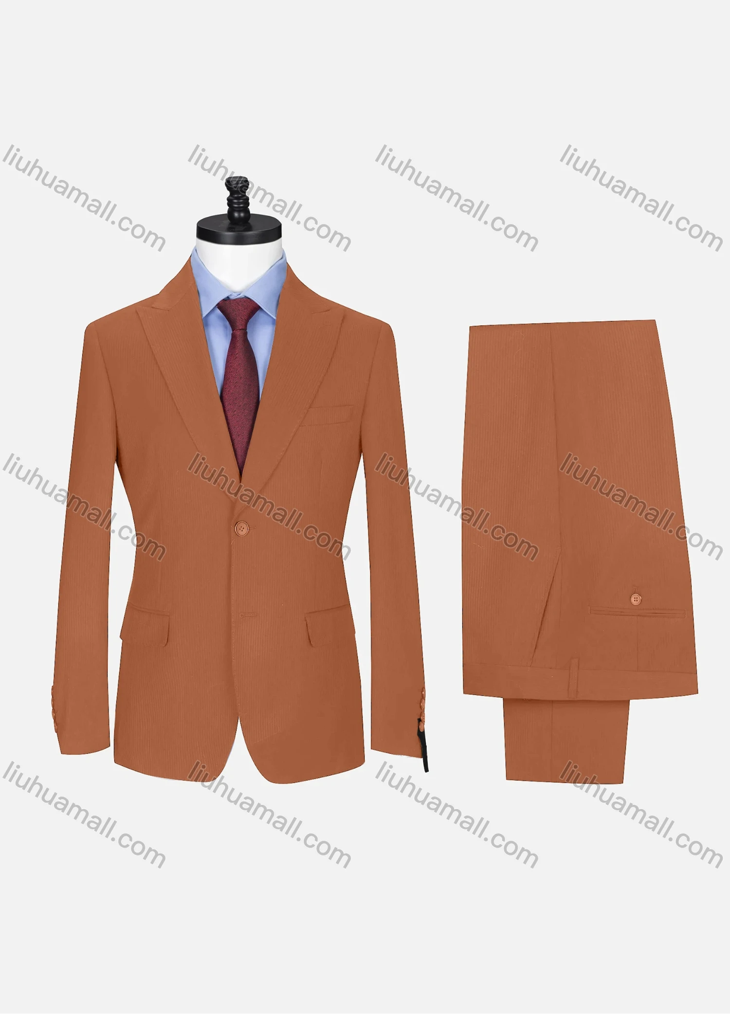 Wholesale Men's Formal Lapel Single Breasted Ribbed Plain Flap Pockets Blazer Jacket & Pants 2 Piece Set X7175# - Liuhuamall