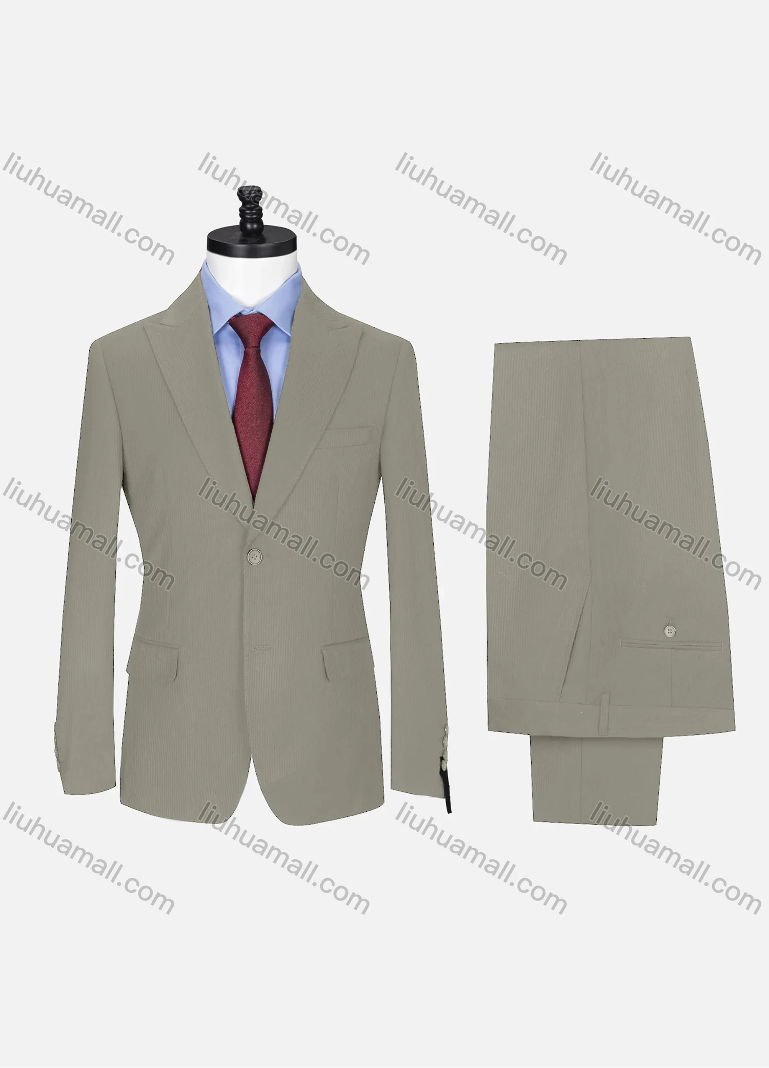 Wholesale Men's Formal Lapel Single Breasted Ribbed Plain Flap Pockets Blazer Jacket & Pants 2 Piece Set X7175# - Liuhuamall