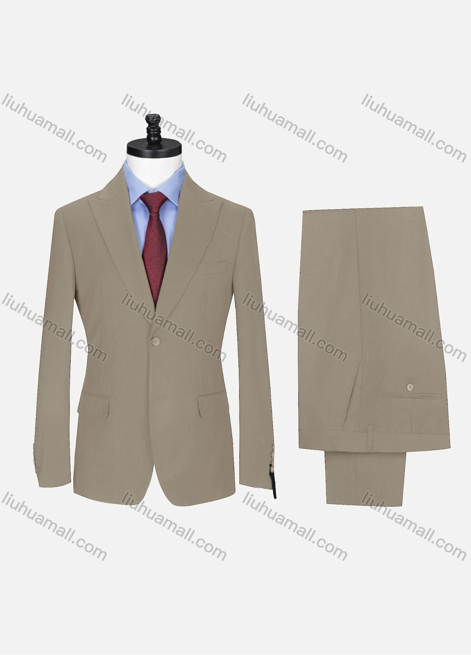 Wholesale Men's Formal Lapel Single Breasted Ribbed Plain Flap Pockets Blazer Jacket & Pants 2 Piece Set X7175# - Liuhuamall