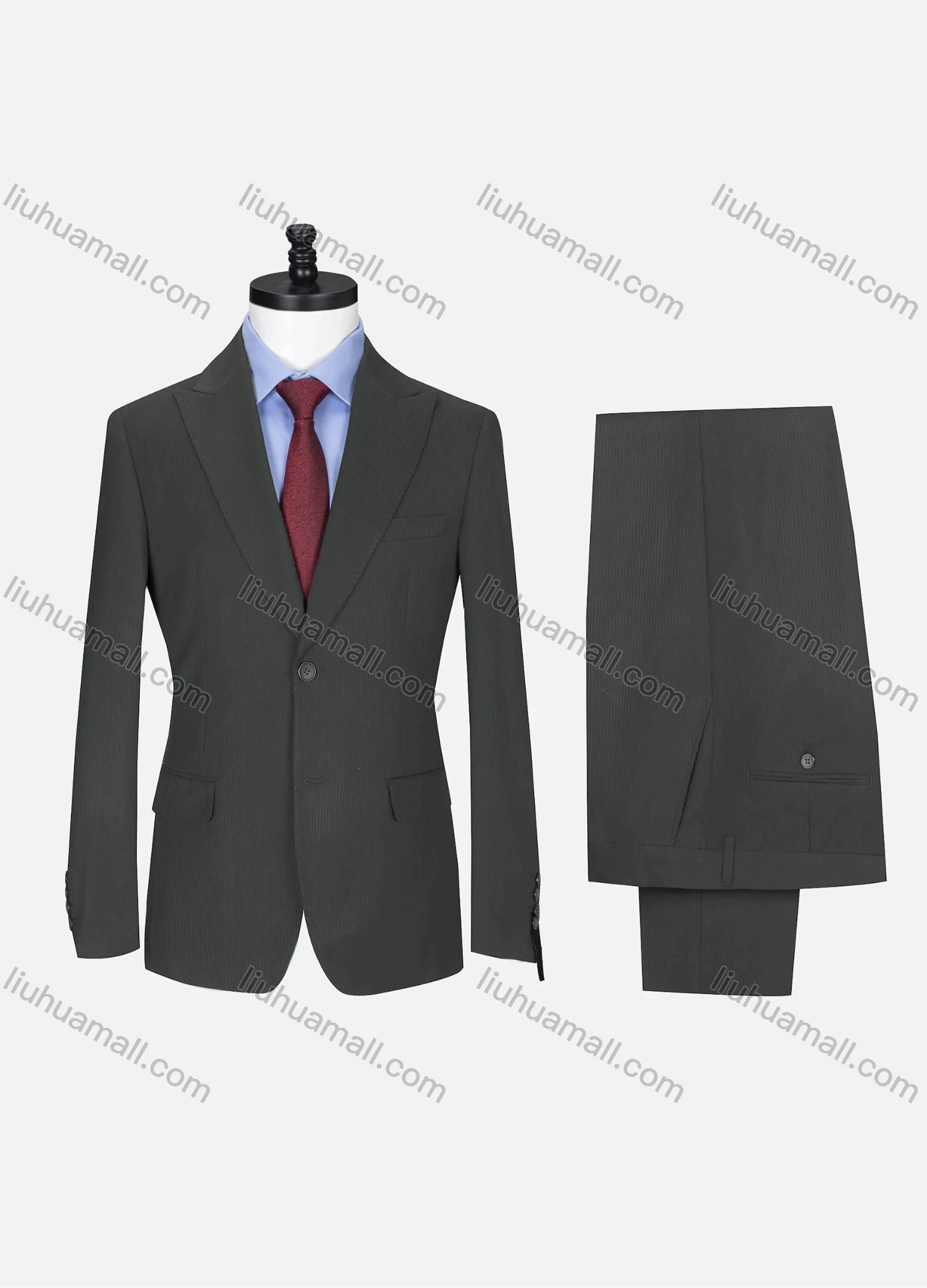 Wholesale Men's Formal Lapel Single Breasted Ribbed Plain Flap Pockets Blazer Jacket & Pants 2 Piece Set X7175# - Liuhuamall