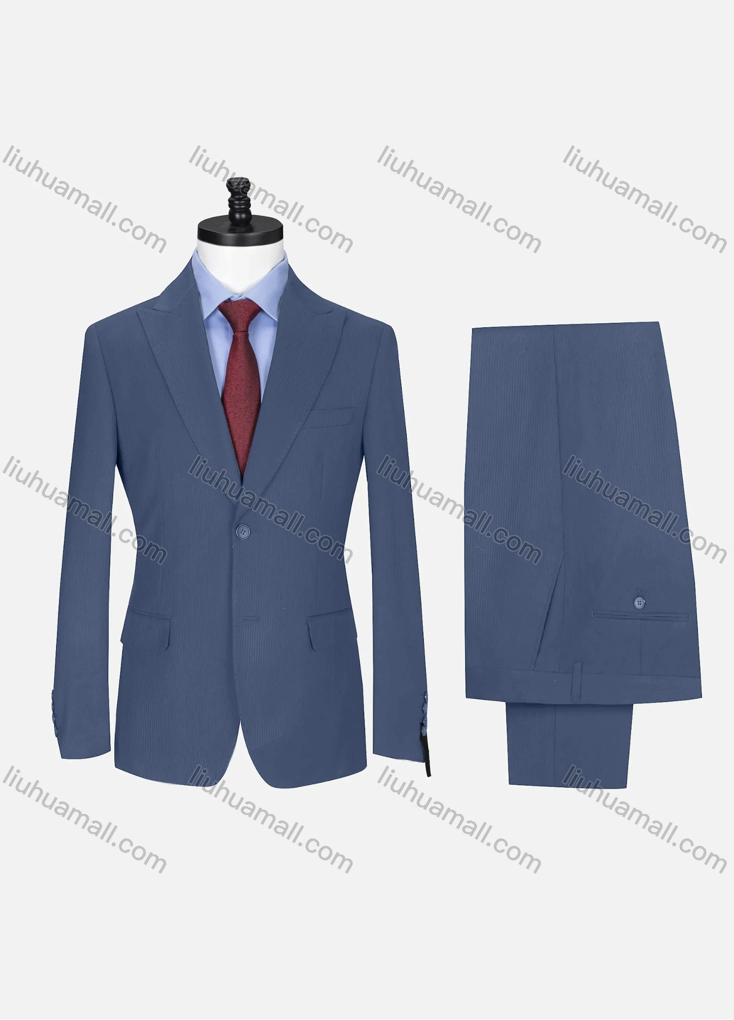 Wholesale Men's Formal Lapel Single Breasted Ribbed Plain Flap Pockets Blazer Jacket & Pants 2 Piece Set X7175# - Liuhuamall