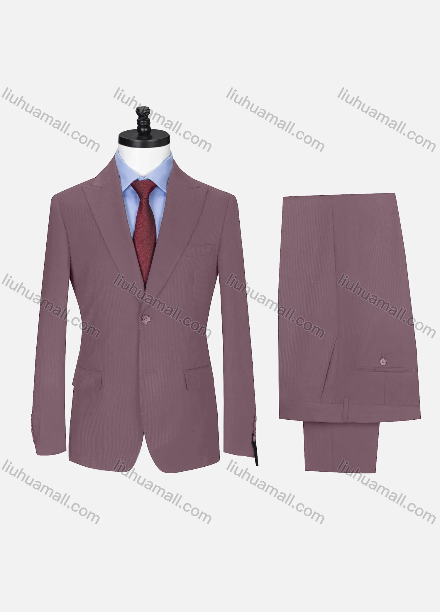 Wholesale Men's Formal Lapel Single Breasted Ribbed Plain Flap Pockets Blazer Jacket & Pants 2 Piece Set X7175# - Liuhuamall