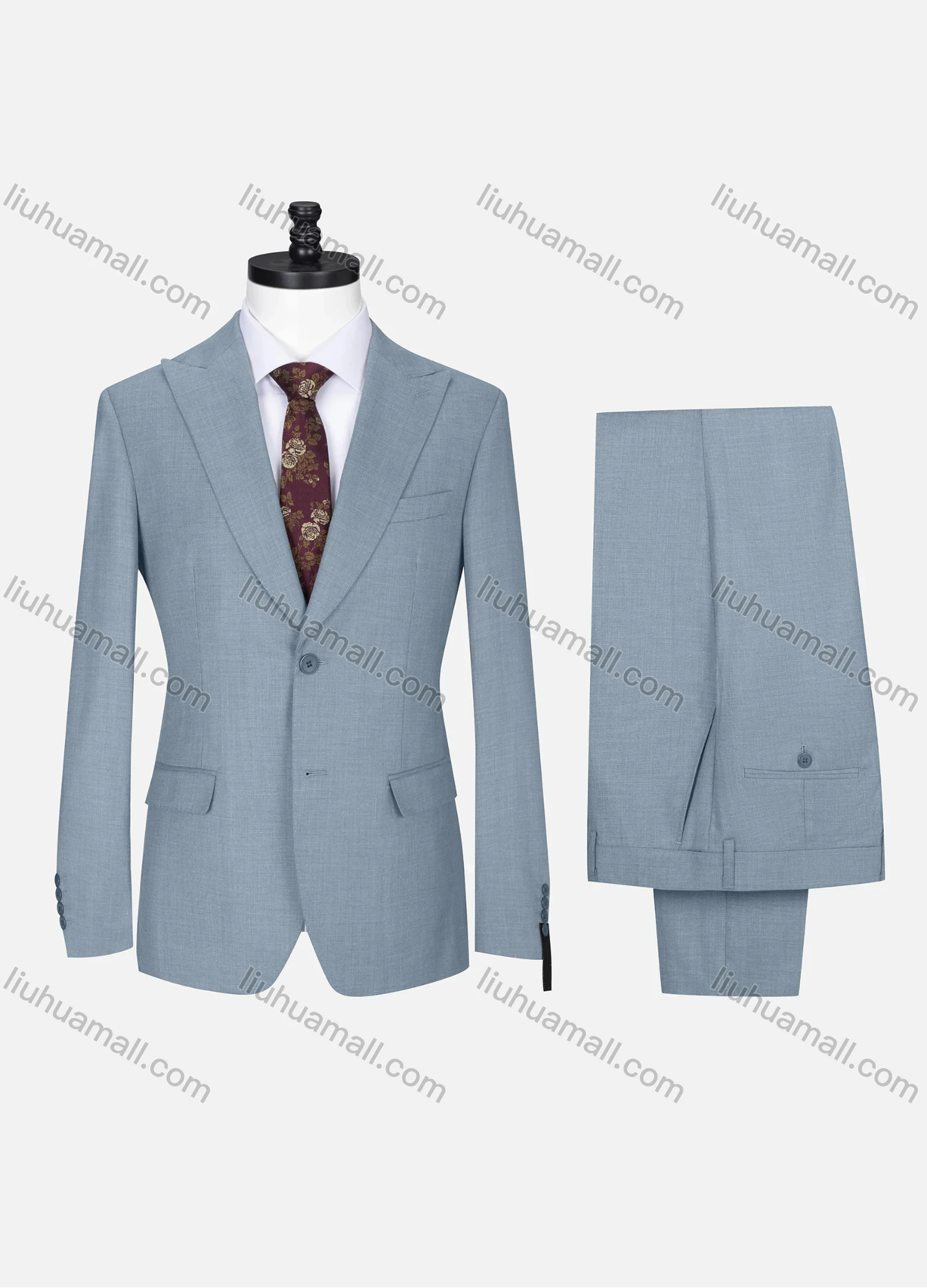 Wholesale Men's Formal Lapel Single Breasted Plain Flap Pockets Blazer Jacket & Pants 2 Piece Set X7702# - Liuhuamall