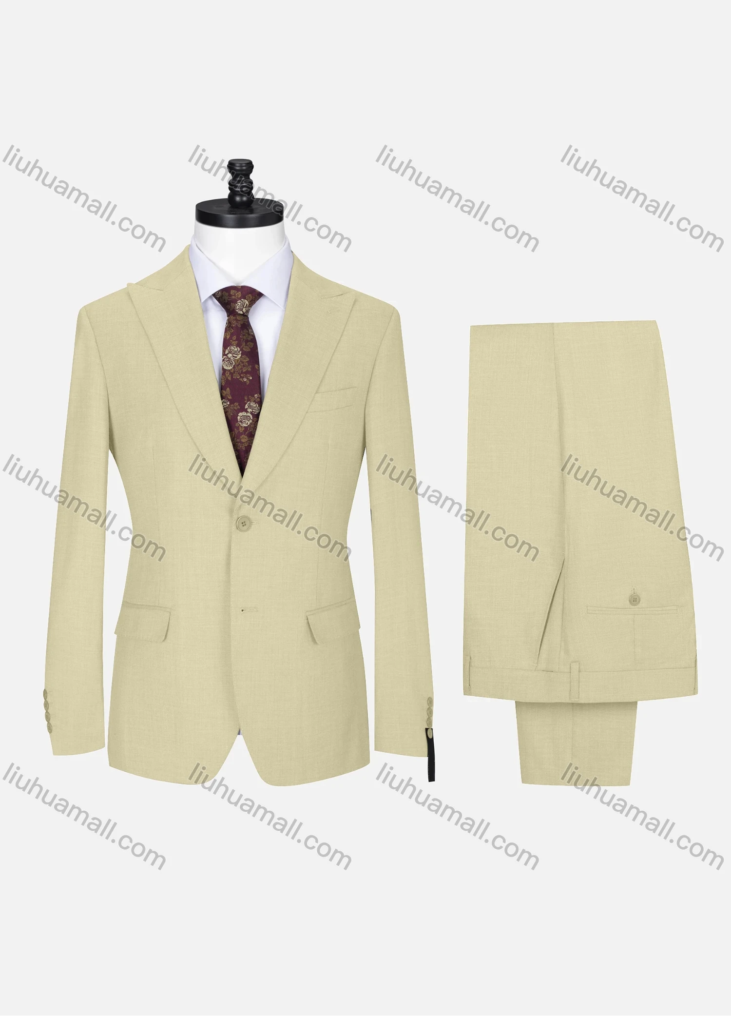 Wholesale Men's Formal Lapel Single Breasted Plain Flap Pockets Blazer Jacket & Pants 2 Piece Set X7702# - Liuhuamall