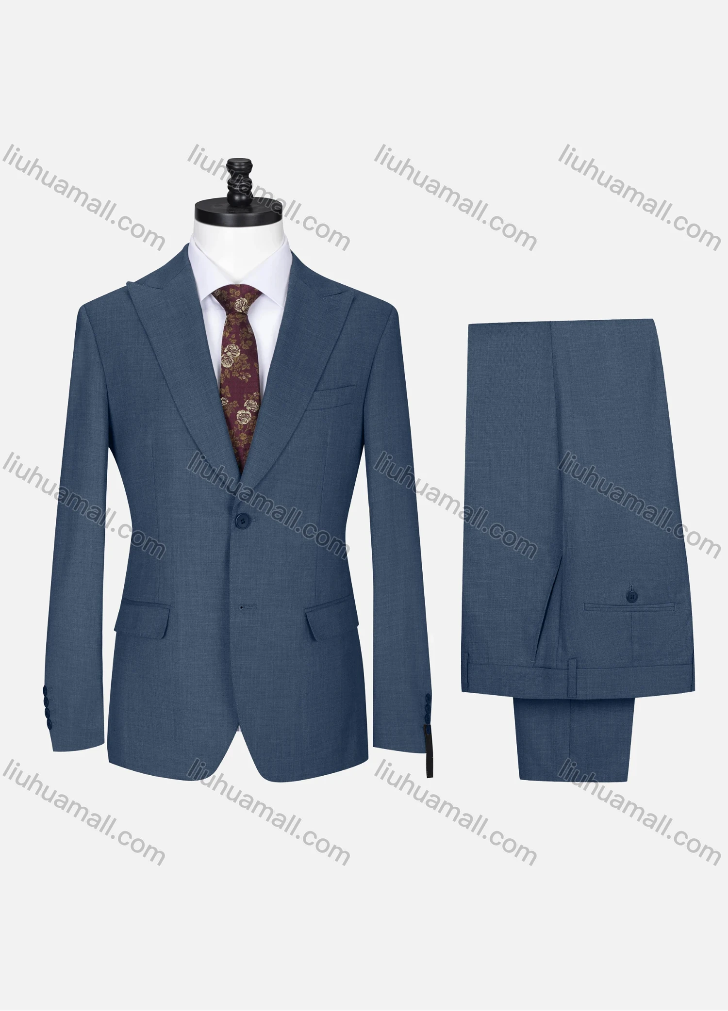 Wholesale Men's Formal Lapel Single Breasted Plain Flap Pockets Blazer Jacket & Pants 2 Piece Set X7702# - Liuhuamall