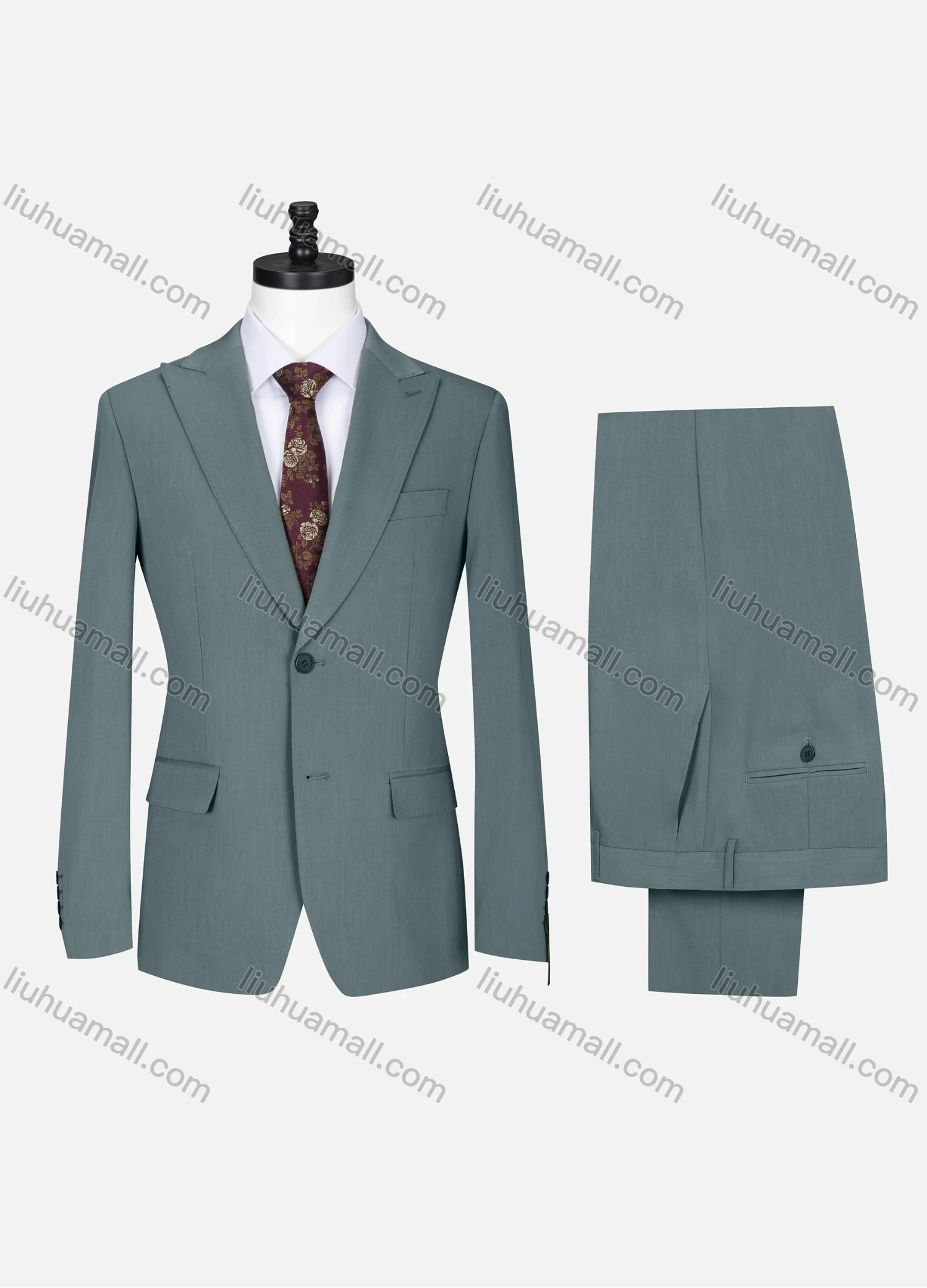 Wholesale Men's Formal Lapel Button Plain Flap Pockets Blazer Jacket & Pants 2 Piece Set X7812# - Liuhuamall