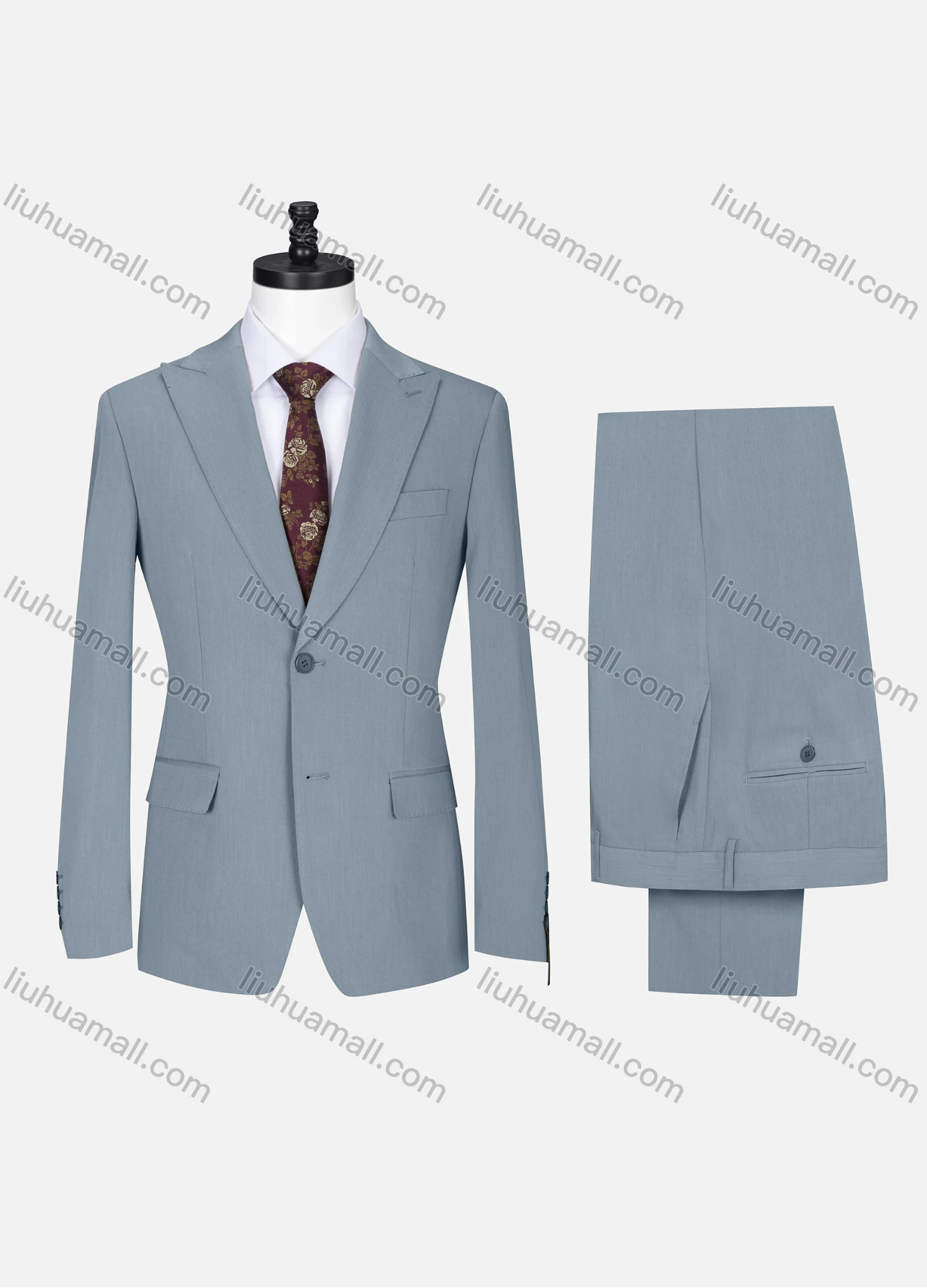 Wholesale Men's Formal Lapel Button Plain Flap Pockets Blazer Jacket & Pants 2 Piece Set X7812# - Liuhuamall