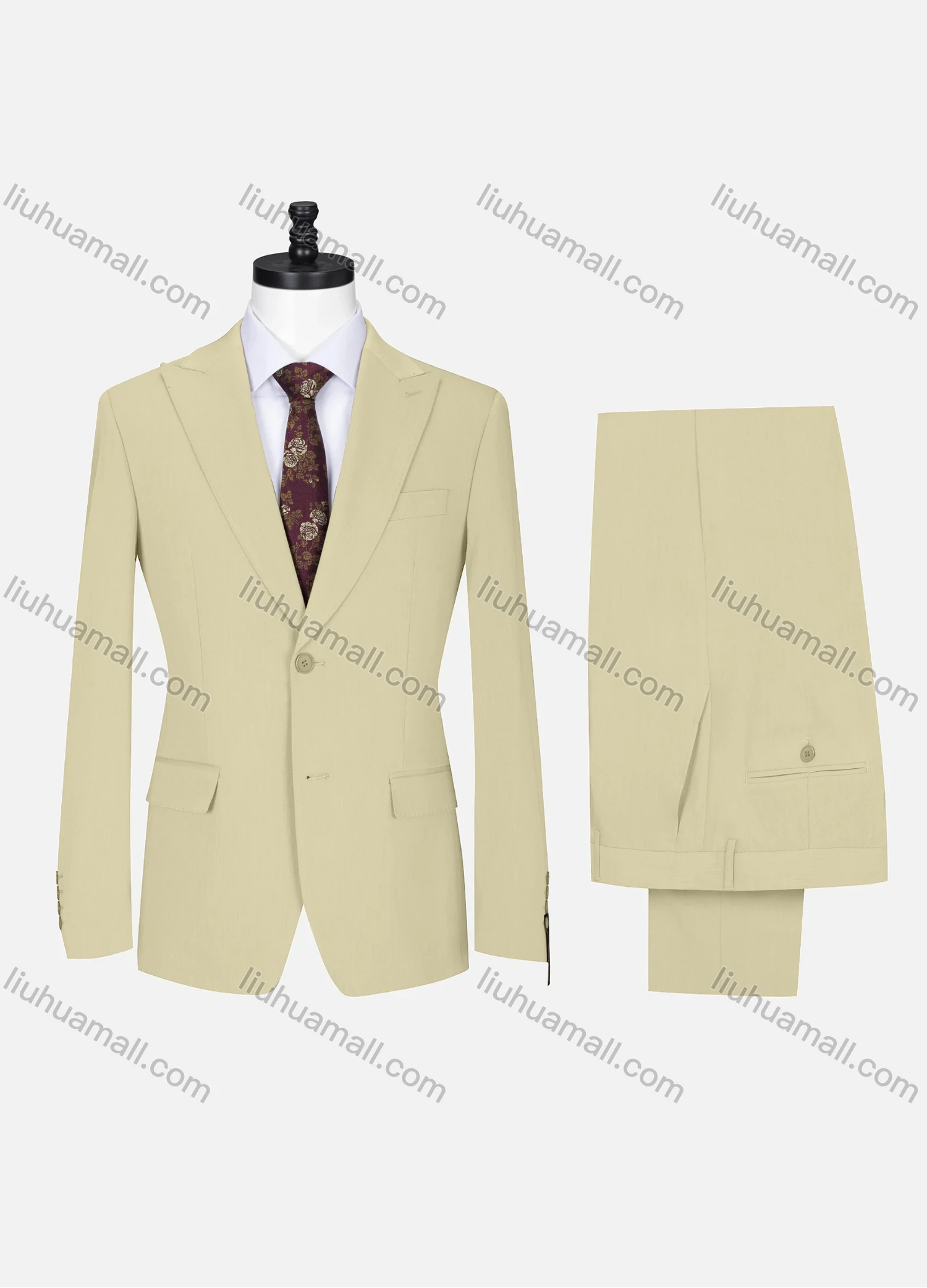 Wholesale Men's Formal Lapel Button Plain Flap Pockets Blazer Jacket & Pants 2 Piece Set X7812# - Liuhuamall