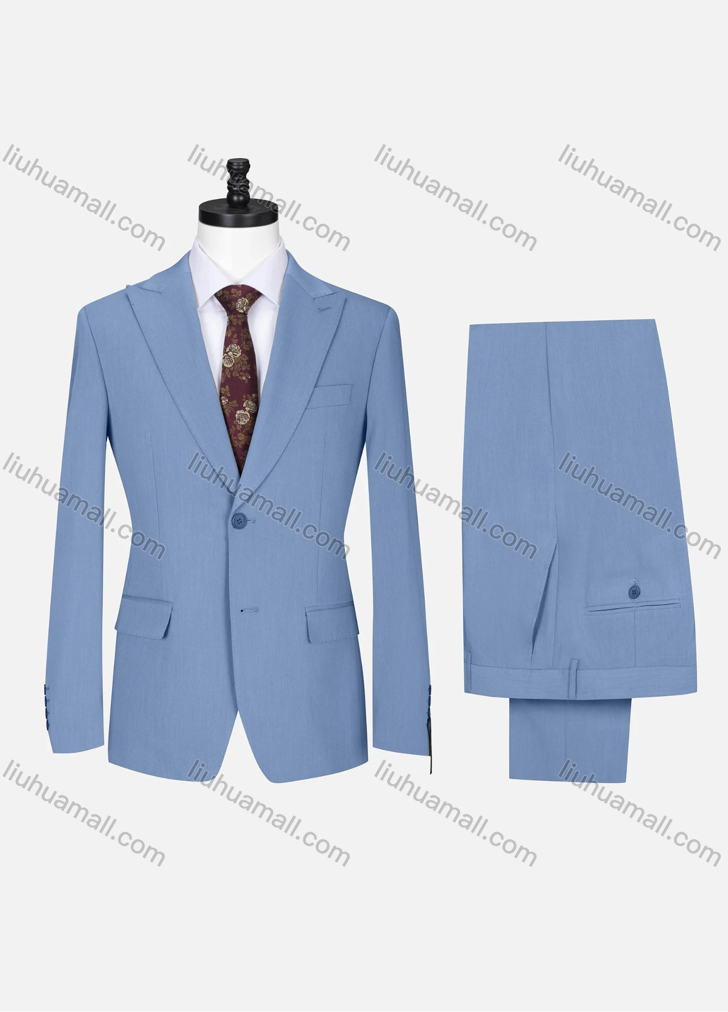 Wholesale Men's Formal Lapel Button Plain Flap Pockets Blazer Jacket & Pants 2 Piece Set X7812# - Liuhuamall