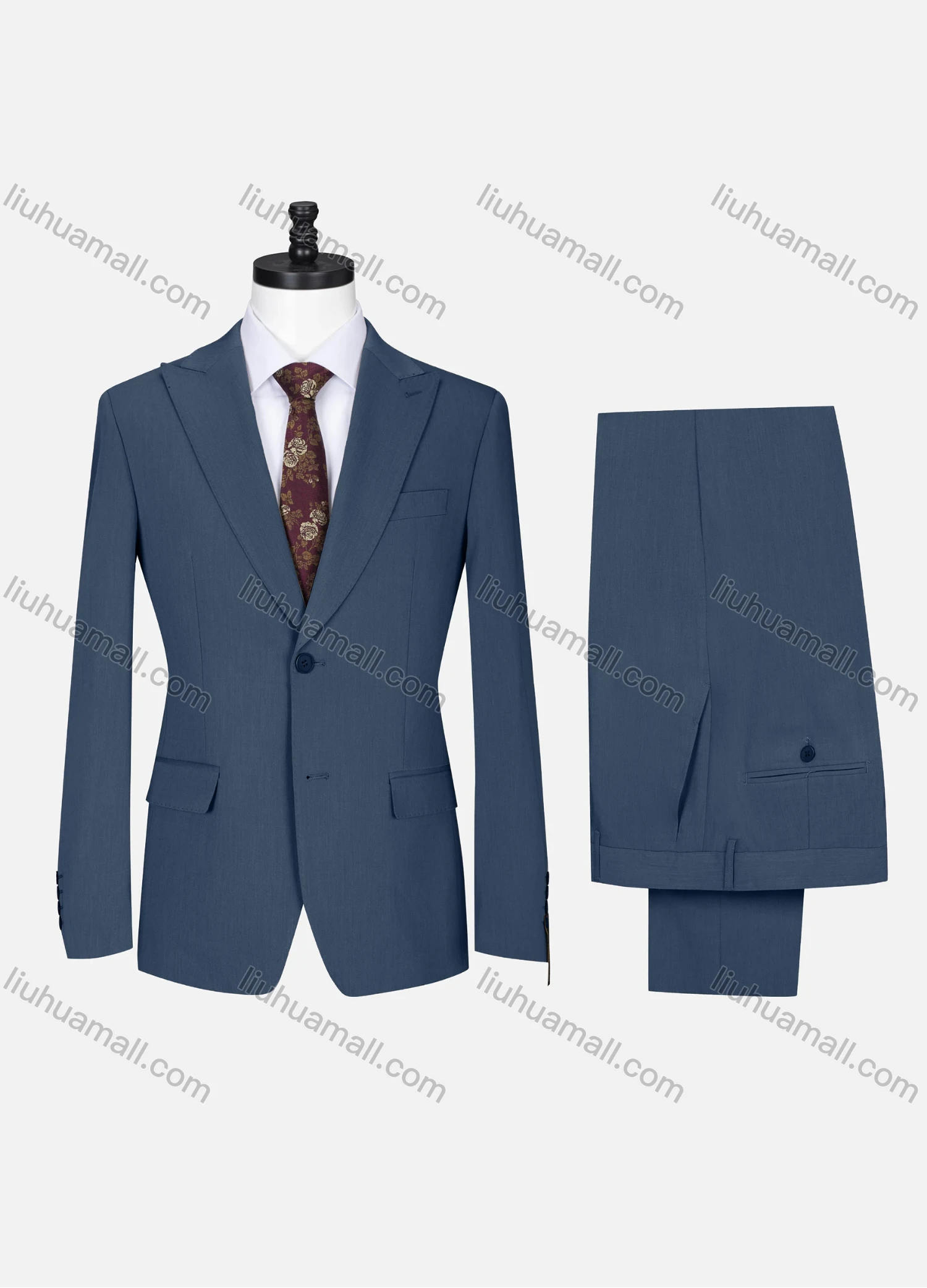 Wholesale Men's Formal Lapel Button Plain Flap Pockets Blazer Jacket & Pants 2 Piece Set X7812# - Liuhuamall