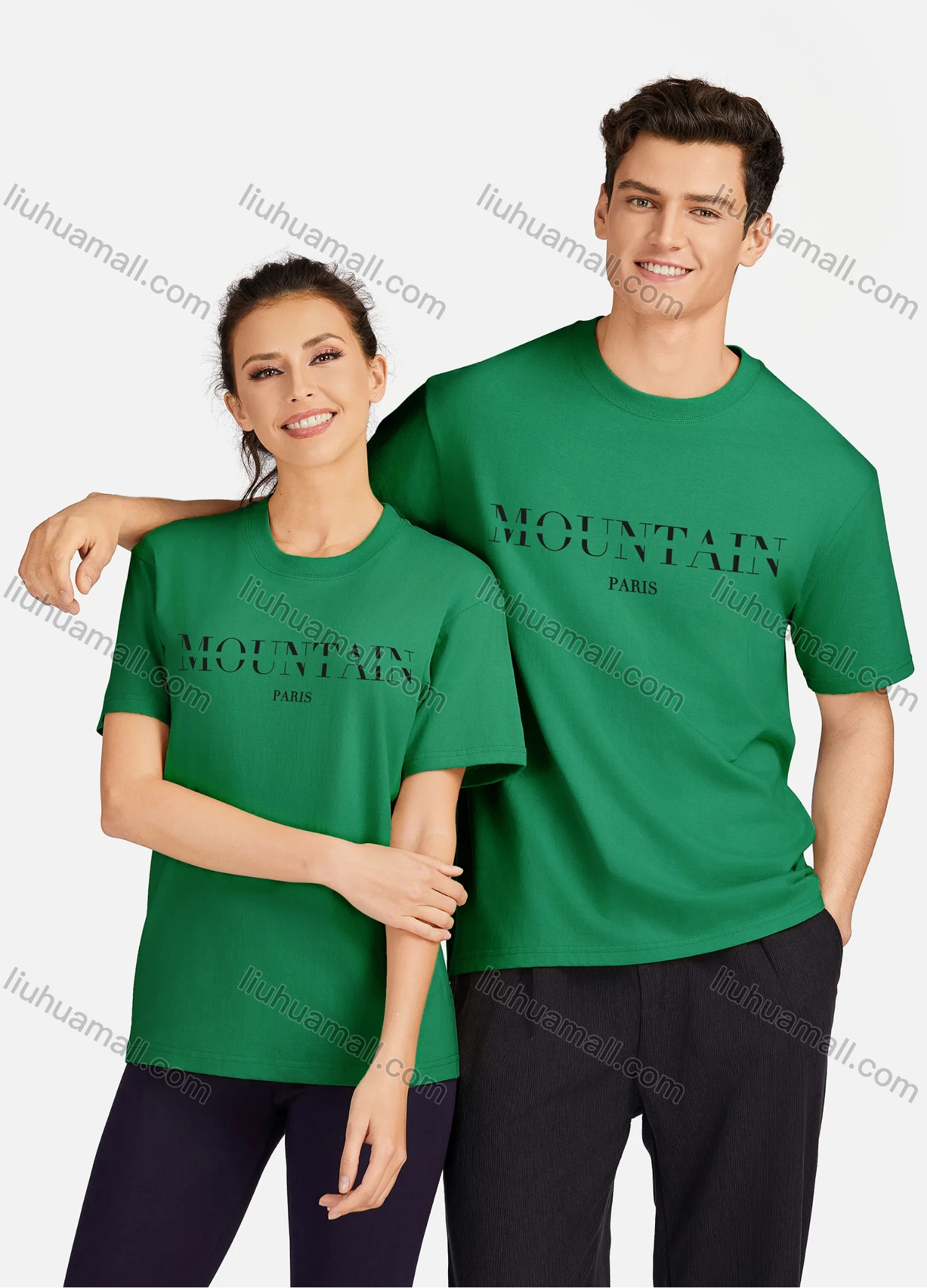 Wholesale Unisex 100%Cotton Classic T-Shirt Short Sleeve Round Neck Letter Print Tee 2100# - Liuhuamall