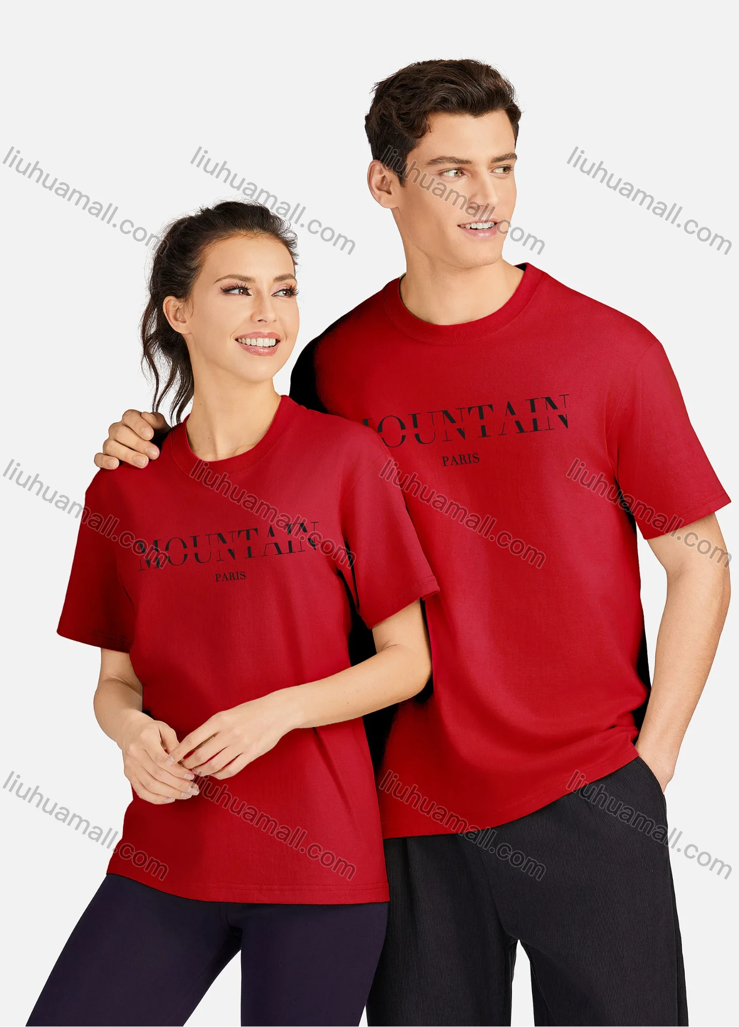 Wholesale Unisex 100%Cotton Classic T-Shirt Short Sleeve Round Neck Letter Print Tee 2100# - Liuhuamall