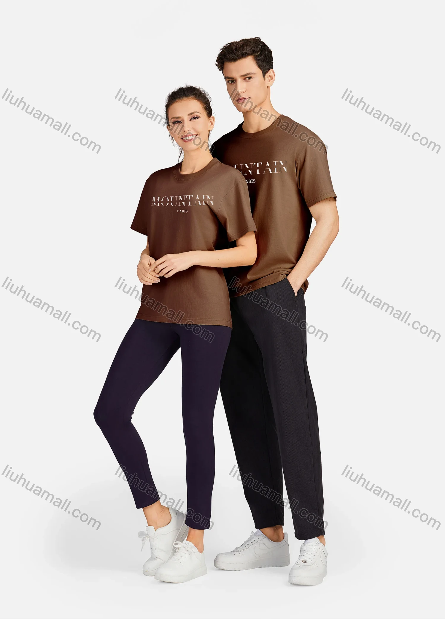 Wholesale Unisex 100%Cotton Classic T-Shirt Short Sleeve Round Neck Letter Print Tee 2100# - Liuhuamall