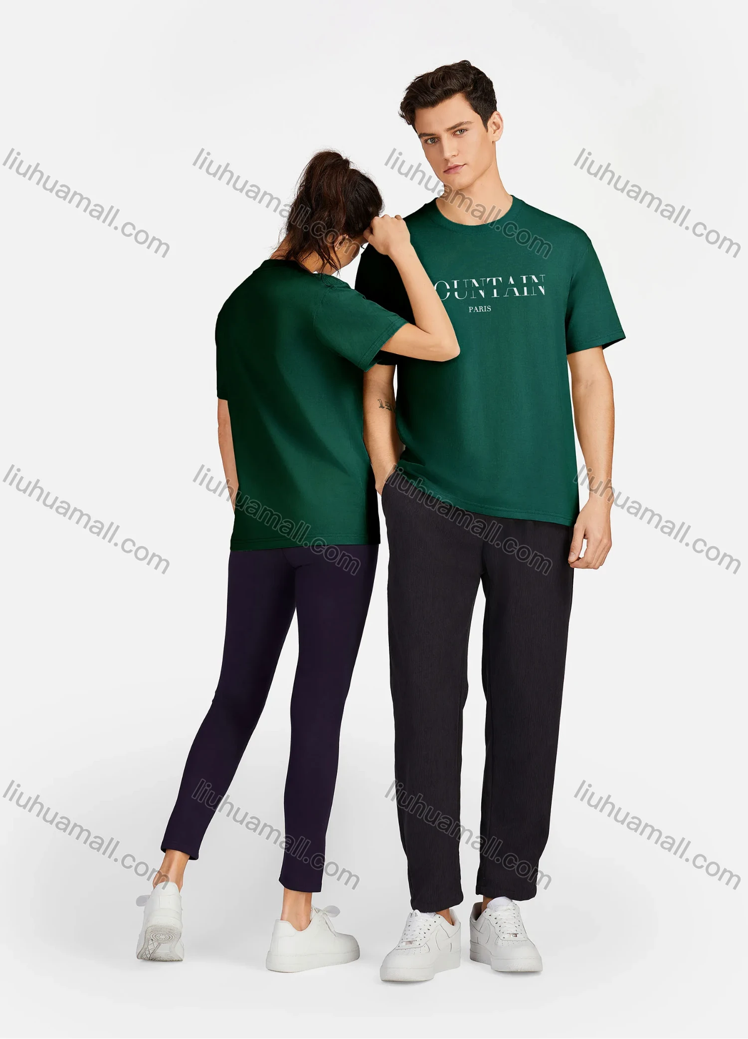 Wholesale Unisex 100%Cotton Classic T-Shirt Short Sleeve Round Neck Letter Print Tee 2100# - Liuhuamall