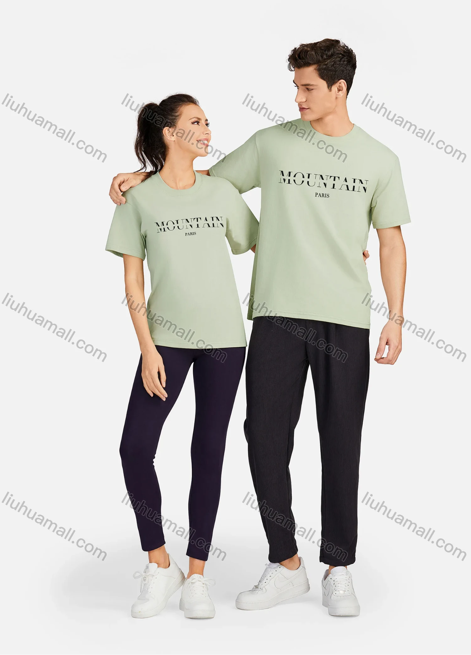 Wholesale Unisex 100%Cotton Classic T-Shirt Short Sleeve Round Neck Letter Print Tee 2100# - Liuhuamall