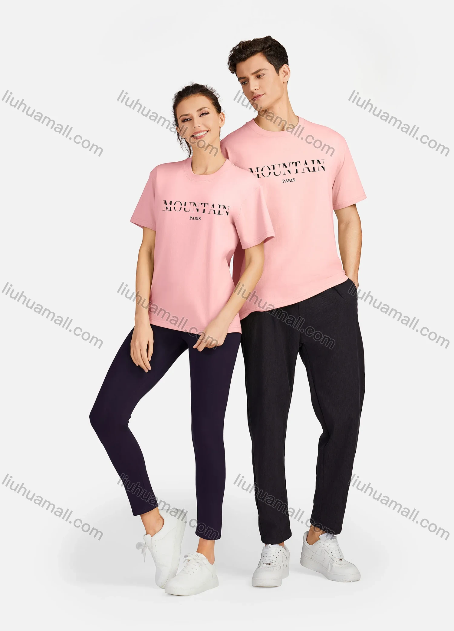 Wholesale Unisex 100%Cotton Classic T-Shirt Short Sleeve Round Neck Letter Print Tee 2100# - Liuhuamall