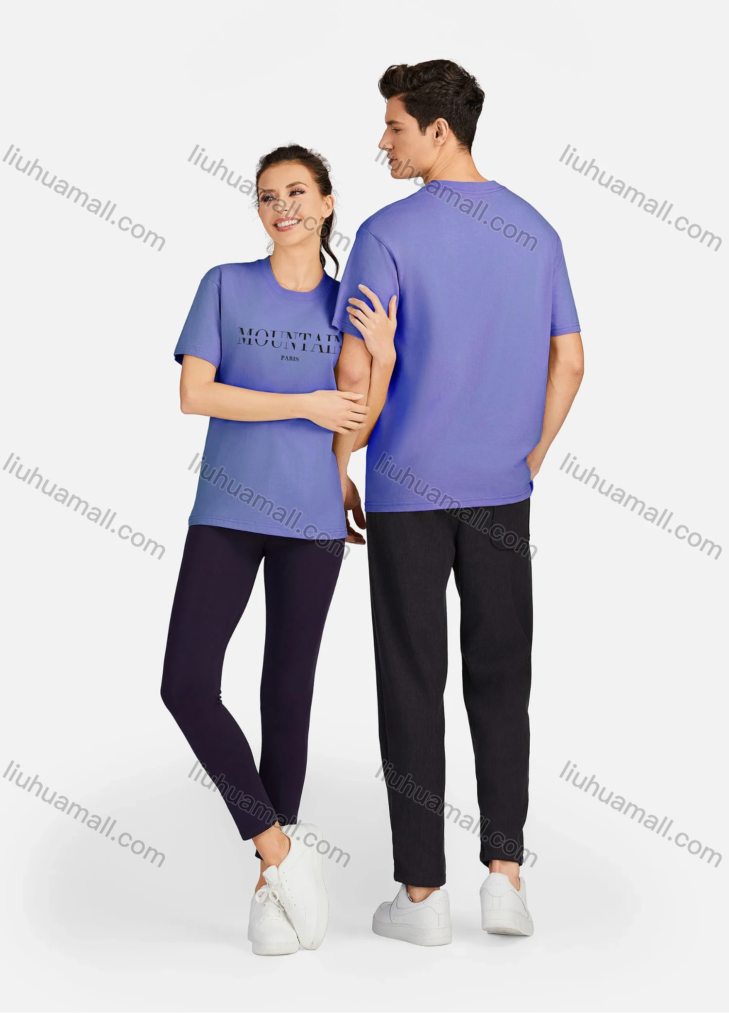 Wholesale Unisex 100%Cotton Classic T-Shirt Short Sleeve Round Neck Letter Print Tee 2100# - Liuhuamall