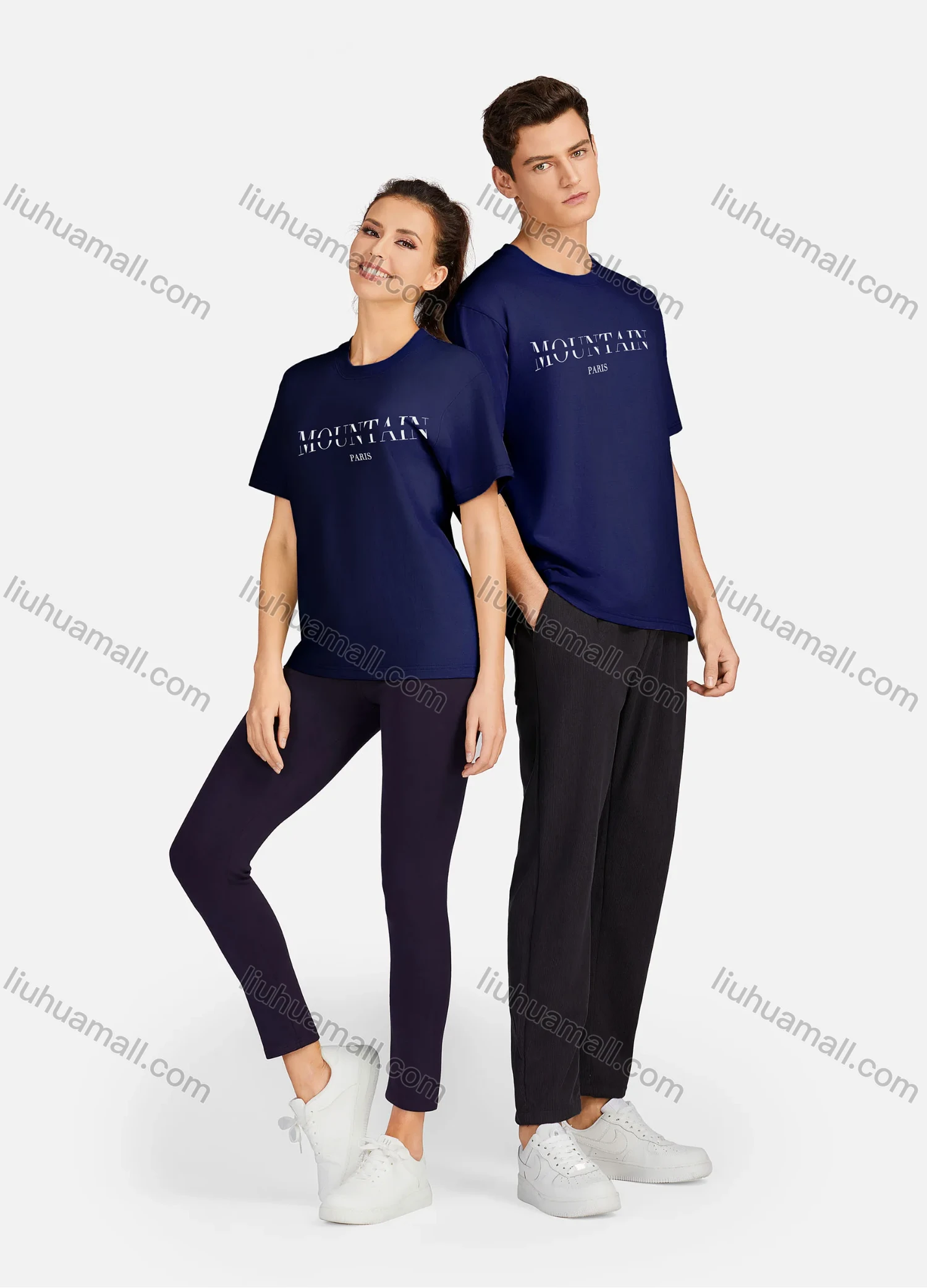 Wholesale Unisex 100%Cotton Classic T-Shirt Short Sleeve Round Neck Letter Print Tee 2100# - Liuhuamall