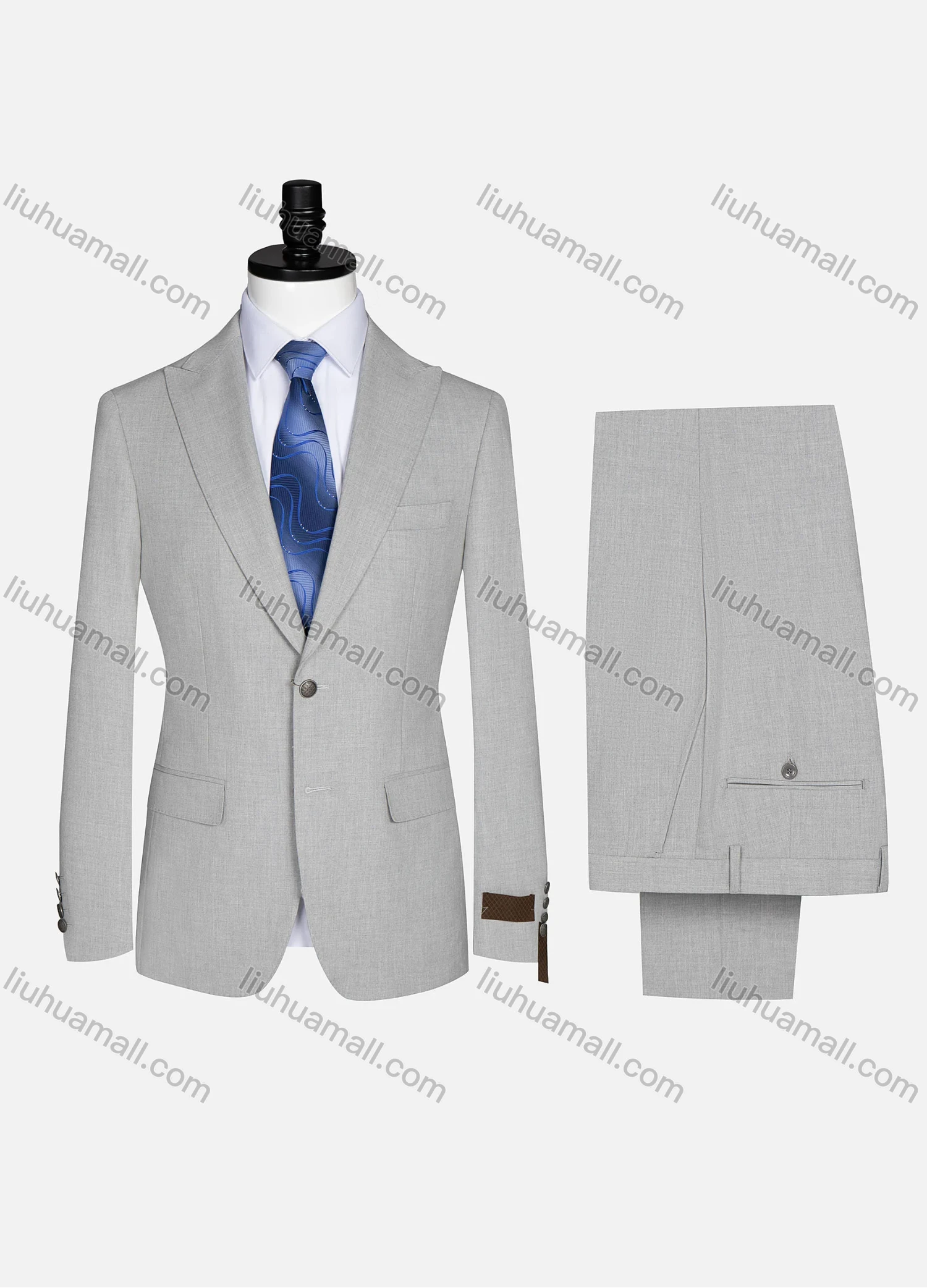 Wholesale Men's Business Lapel Plain Flap Pockets Single Breasted Blazer Jacket & Pants 2 Piece Suit Set 978# - Liuhuamall