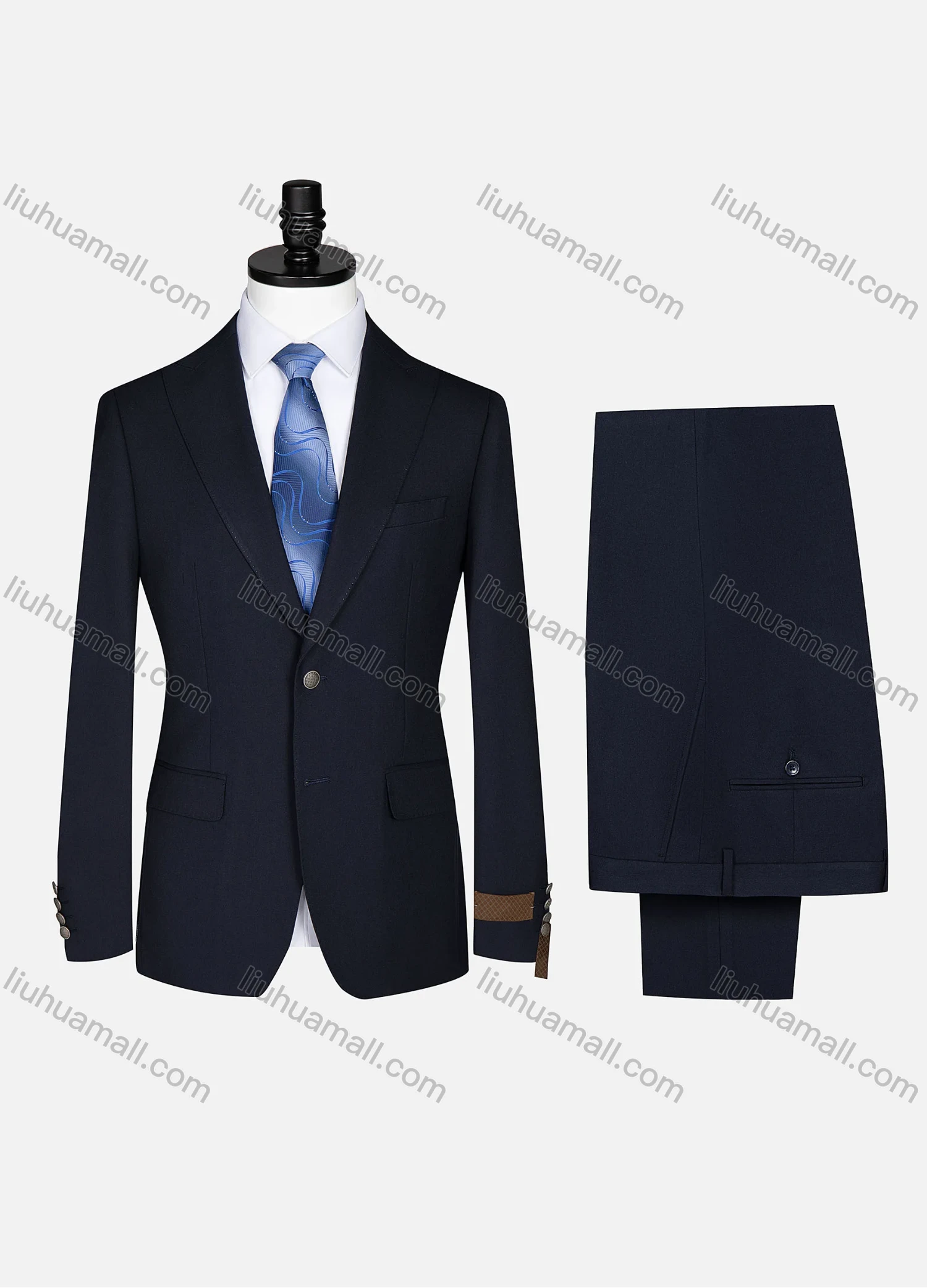 Wholesale Men's Business Lapel Plain Flap Pockets Single Breasted Blazer Jacket & Pants 2 Piece Suit Set 978# - Liuhuamall