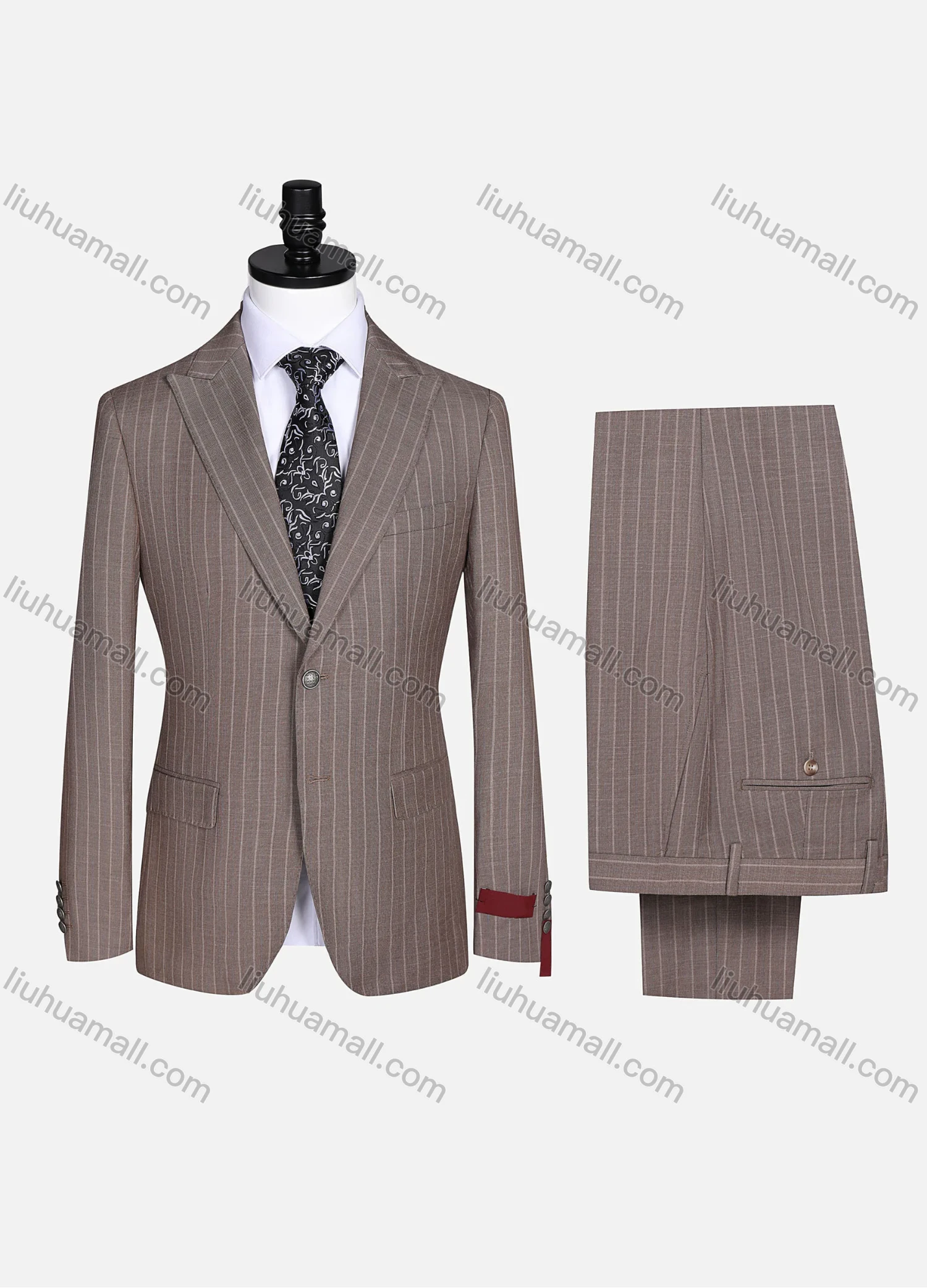 Wholesale Men's Formal Lapel Striped Flap Pockets Single Breasted Blazer Jacket & Pants 2 Piece Suit Set 2454# - Liuhuamall