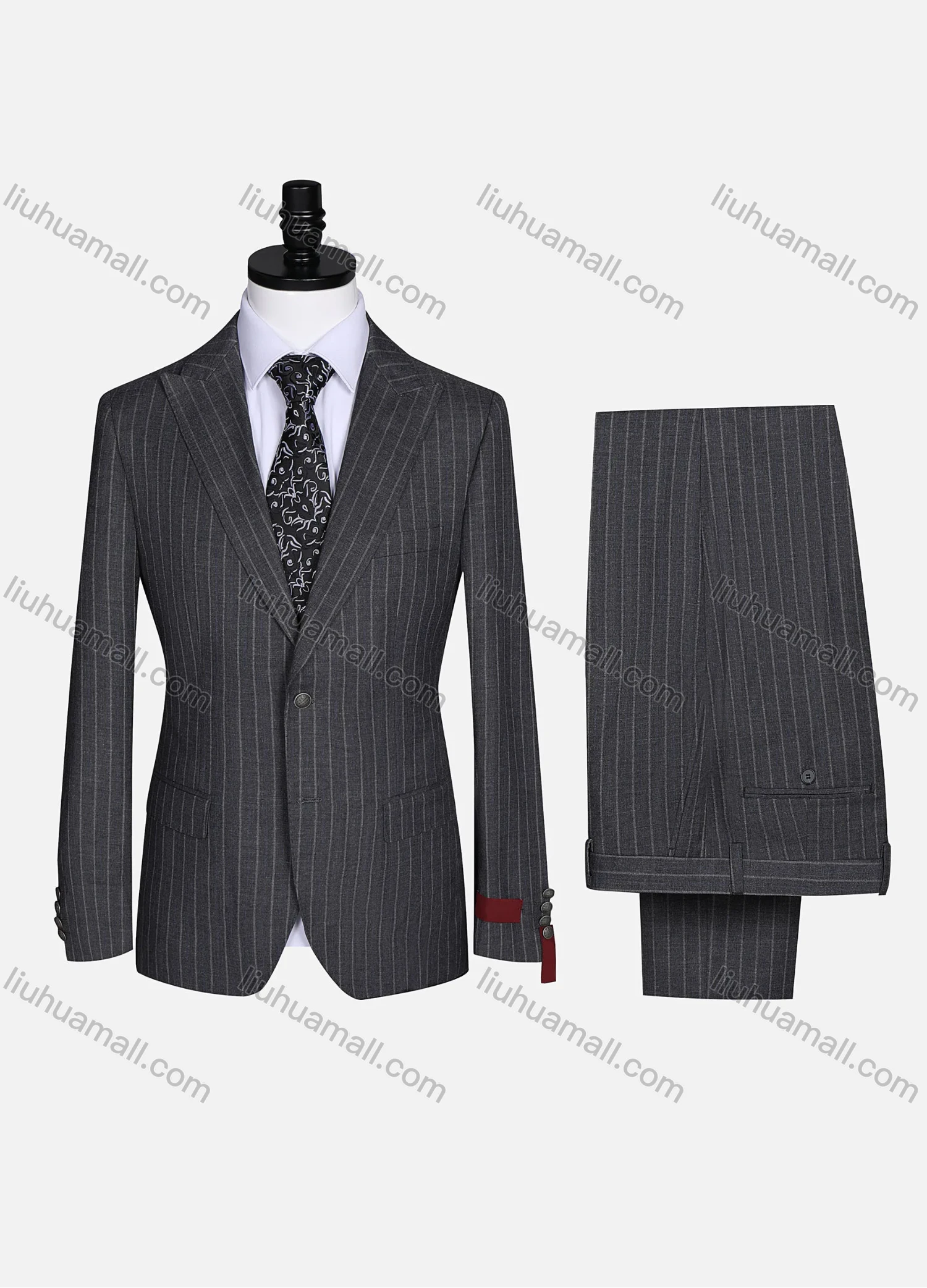 Wholesale Men's Formal Lapel Striped Flap Pockets Single Breasted Blazer Jacket & Pants 2 Piece Suit Set 2454# - Liuhuamall