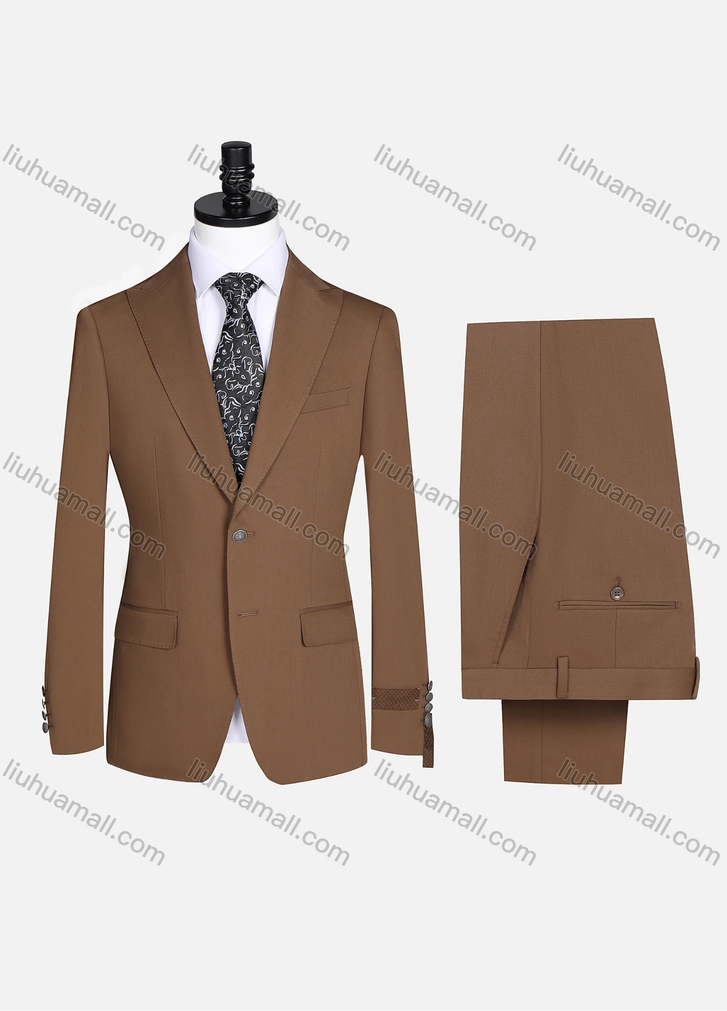Wholesale Men's Classic Formal Lapel Plain Two Buttons Flap Pockets Blazer Jacket & Pants 2 Piece Suit Set 97098# - Liuhuamall