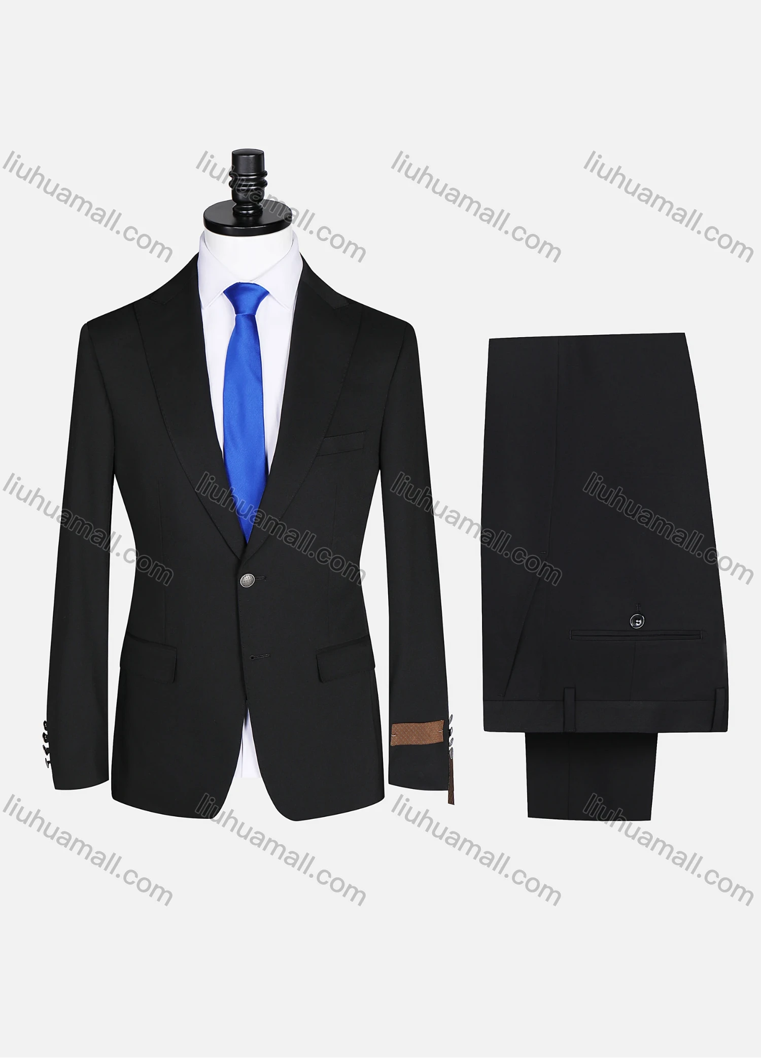 Wholesale Men's Classic Formal Lapel Plain Two Buttons Flap Pockets Blazer Jacket & Pants 2 Piece Suit Set 97098# - Liuhuamall