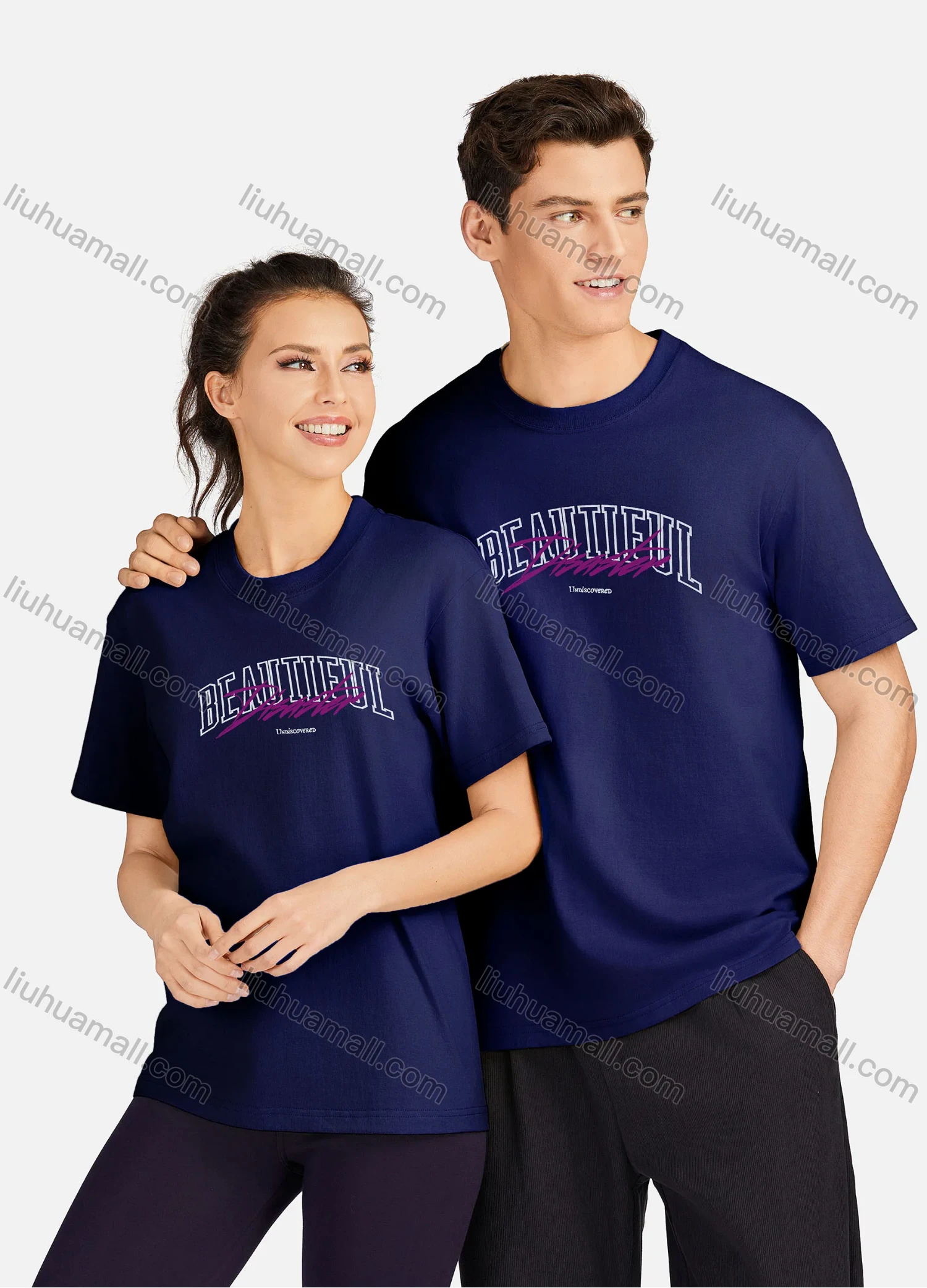 Wholesale Unisex Casual 100%Cotton Classic Round Neck Letter Print Short Sleeve Tee 17118# - Liuhuamall