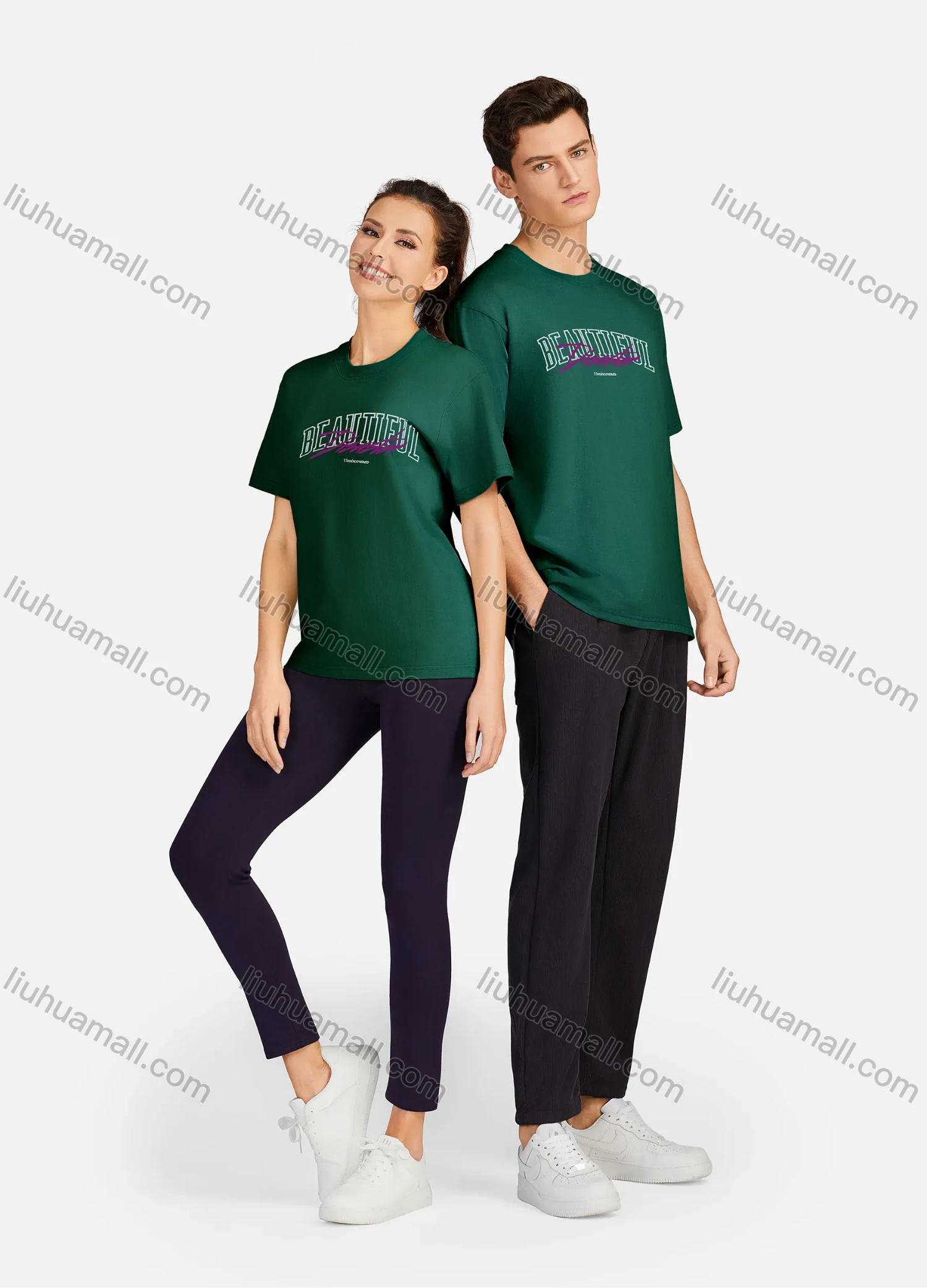 Wholesale Unisex Casual 100%Cotton Classic Round Neck Letter Print Short Sleeve Tee 17118# - Liuhuamall