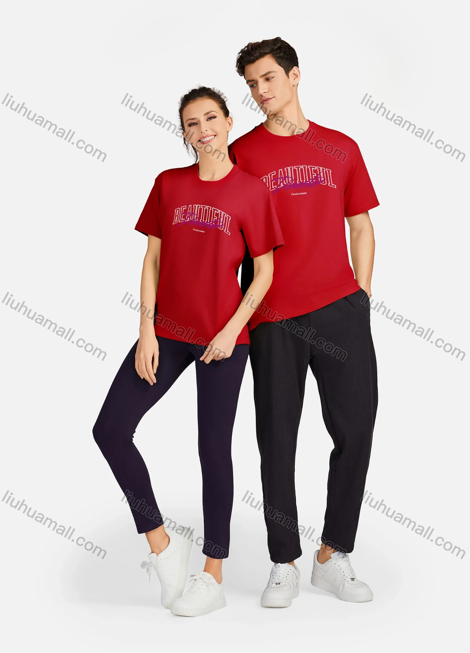 Wholesale Unisex Casual 100%Cotton Classic Round Neck Letter Print Short Sleeve Tee 17118# - Liuhuamall