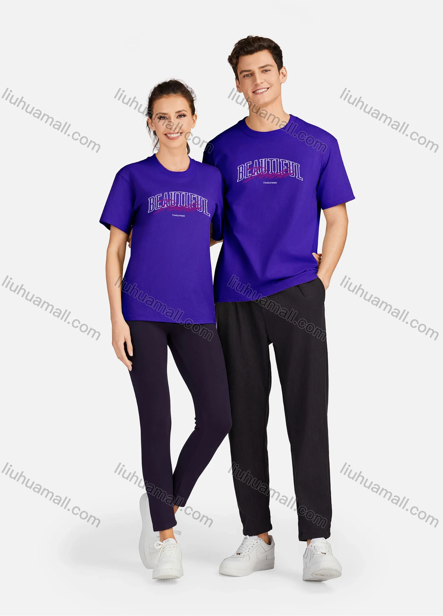 Wholesale Unisex Casual 100%Cotton Classic Round Neck Letter Print Short Sleeve Tee 17118# - Liuhuamall