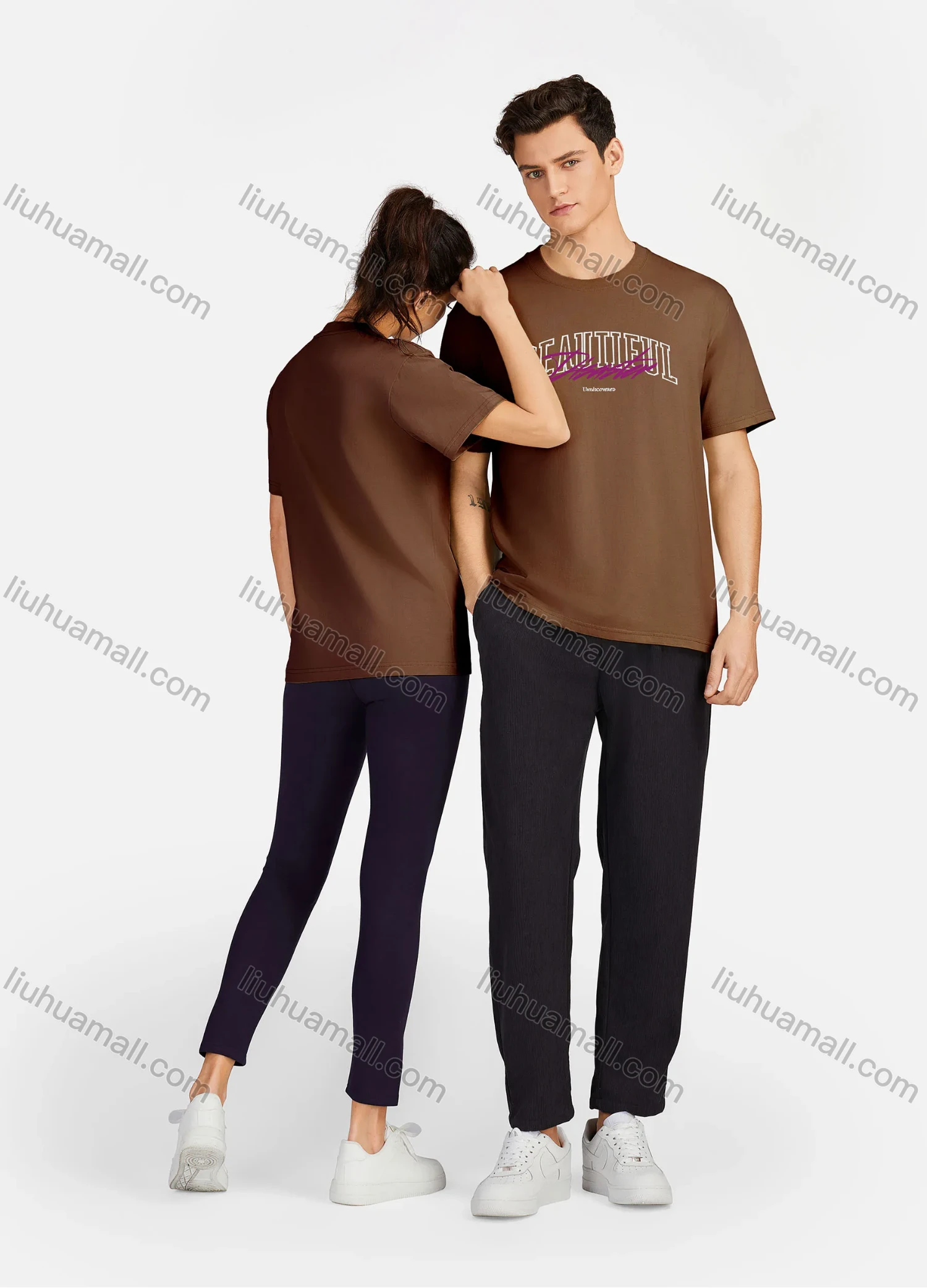 Wholesale Unisex Casual 100%Cotton Classic Round Neck Letter Print Short Sleeve Tee 17118# - Liuhuamall