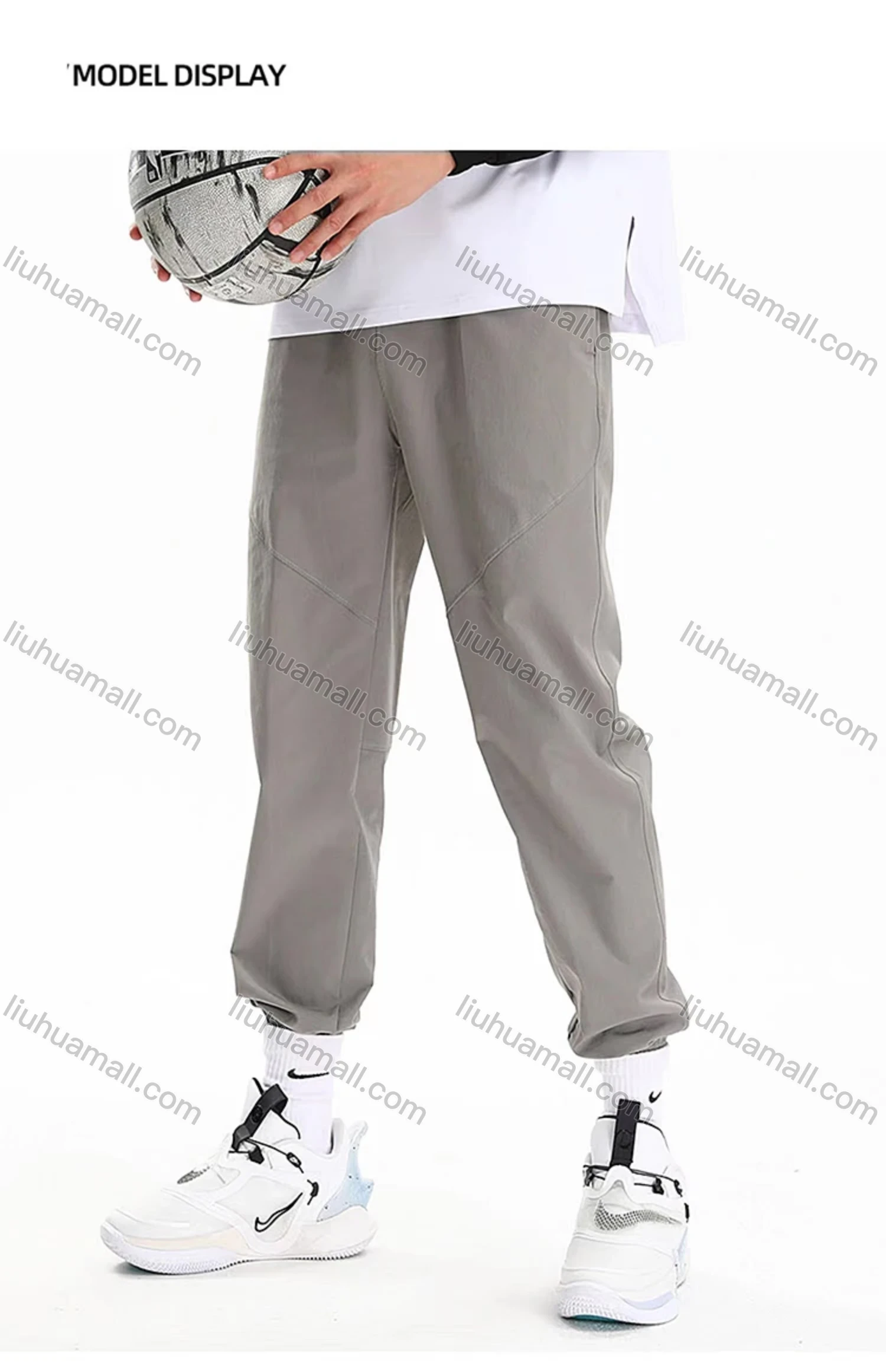 Wholesale Men's Sporty Plain Drawstring 100%Cotton Patch Pocket Elastic Waist Sweatpants K001# - Liuhuamall