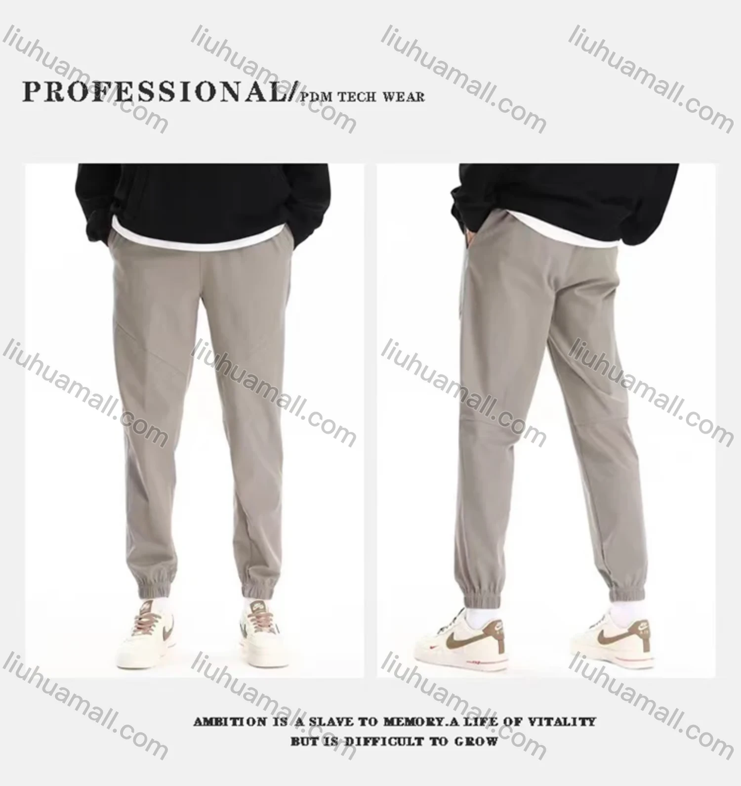 Wholesale Men's Sporty Plain Drawstring 100%Cotton Patch Pocket Elastic Waist Sweatpants K001# - Liuhuamall