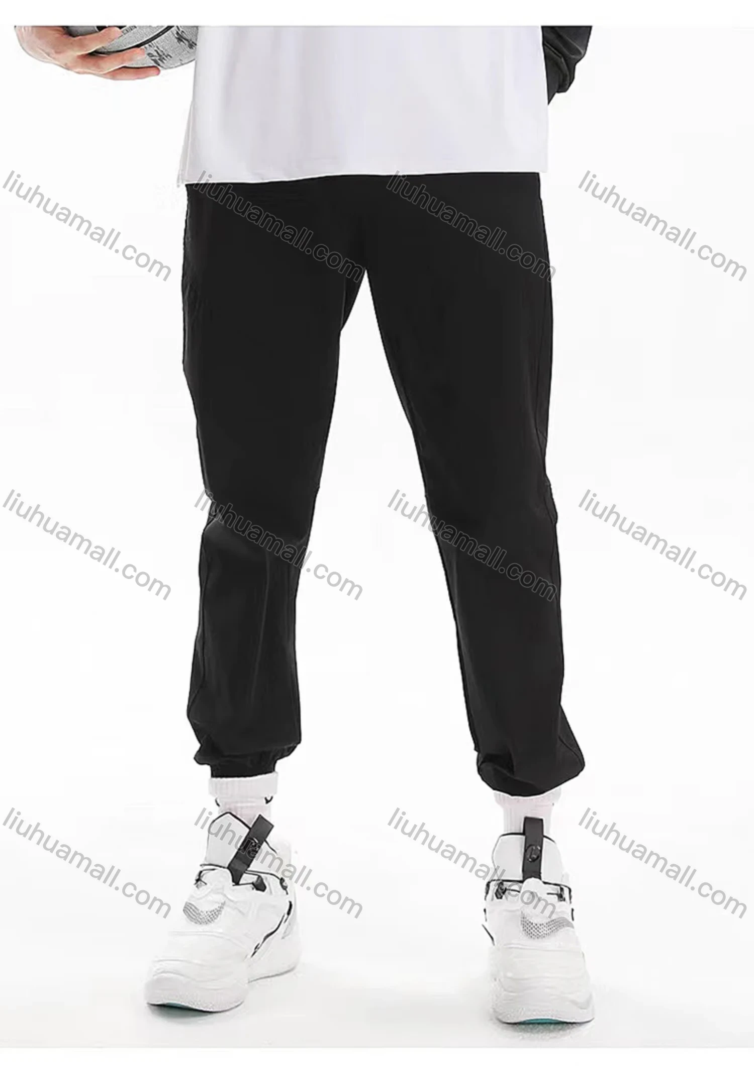 Wholesale Men's Sporty Plain Drawstring 100%Cotton Patch Pocket Elastic Waist Sweatpants K001# - Liuhuamall