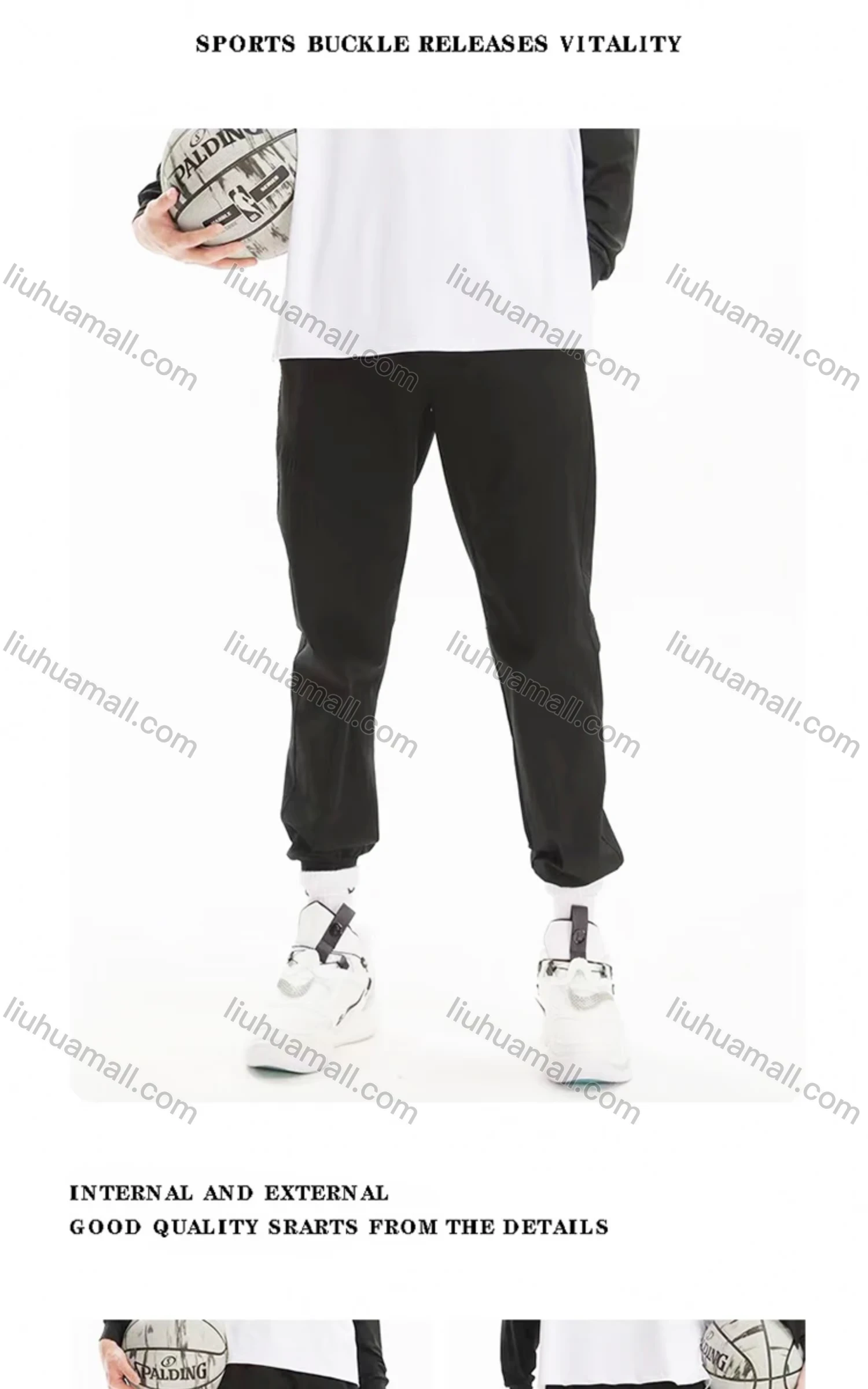 Wholesale Men's Sporty Plain Drawstring 100%Cotton Patch Pocket Elastic Waist Sweatpants K001# - Liuhuamall