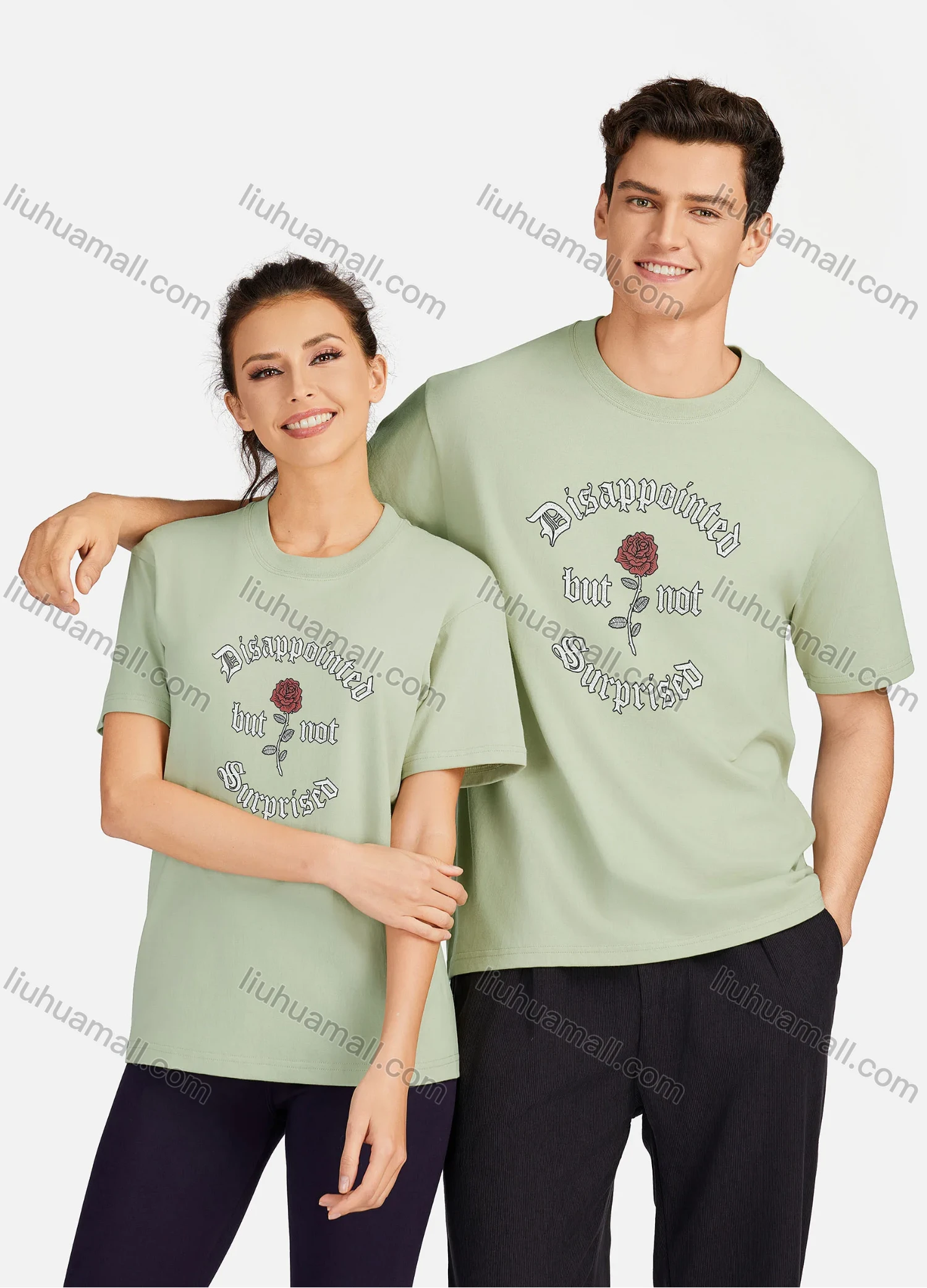 Wholesale Unisex Casual 100%Cotton Round Neck Letter Print Short Sleeve Tee 17120# - Liuhuamall