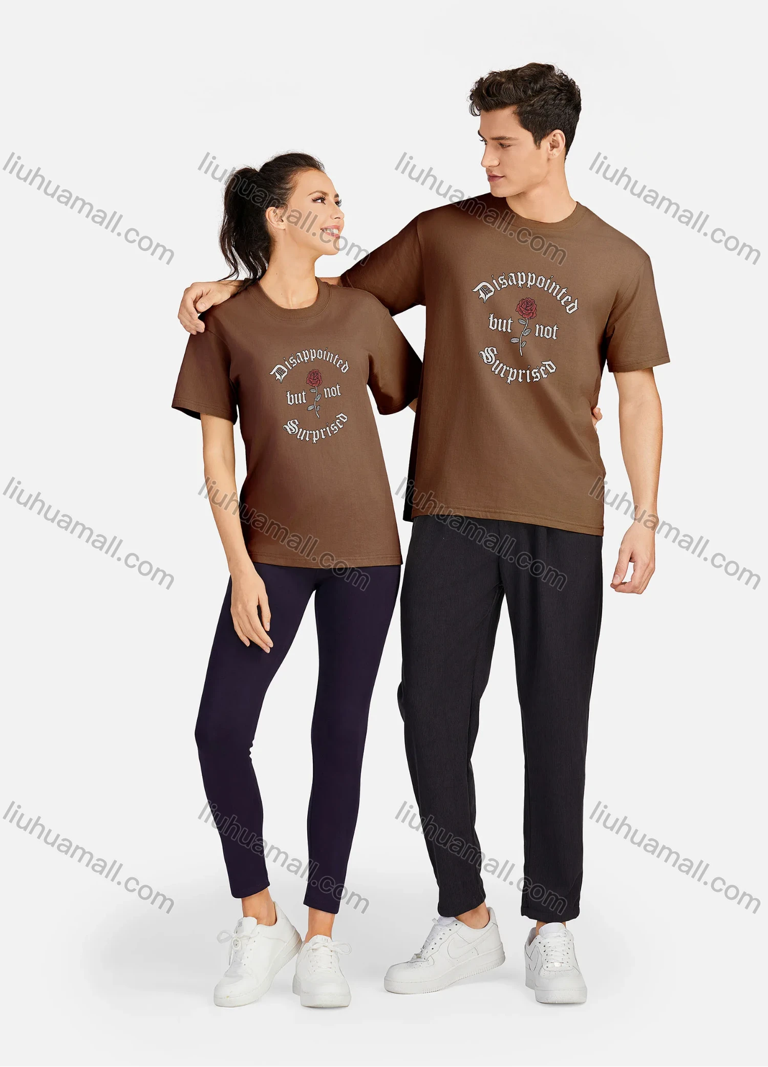 Wholesale Unisex Casual 100%Cotton Round Neck Letter Print Short Sleeve Tee 17120# - Liuhuamall