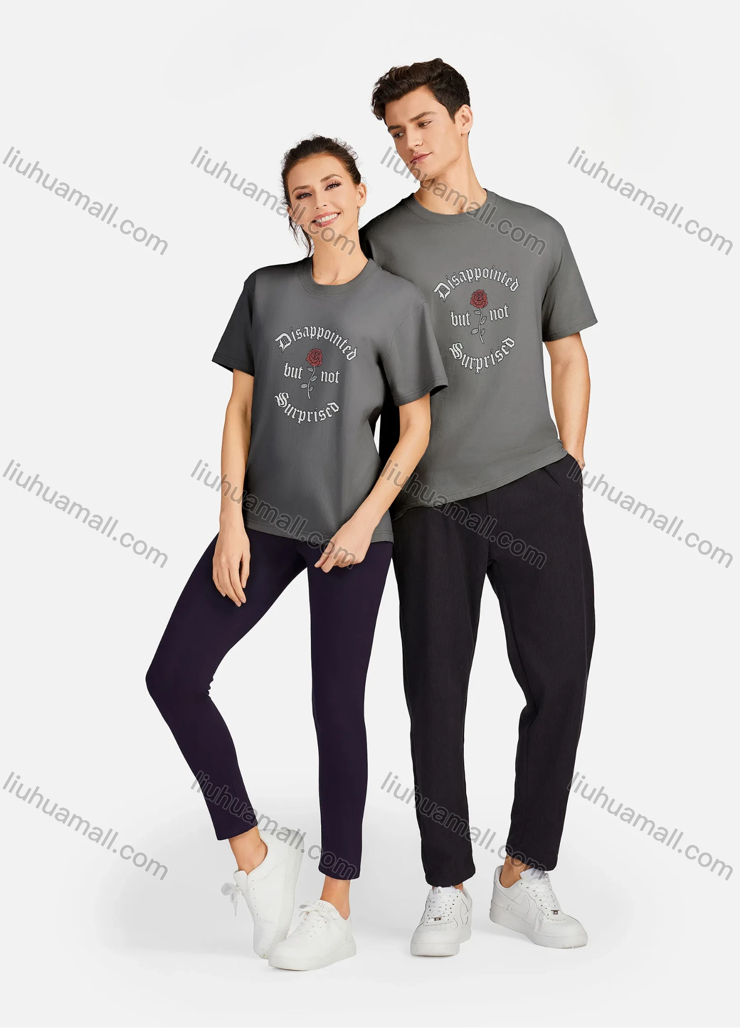 Wholesale Unisex Casual 100%Cotton Round Neck Letter Print Short Sleeve Tee 17120# - Liuhuamall