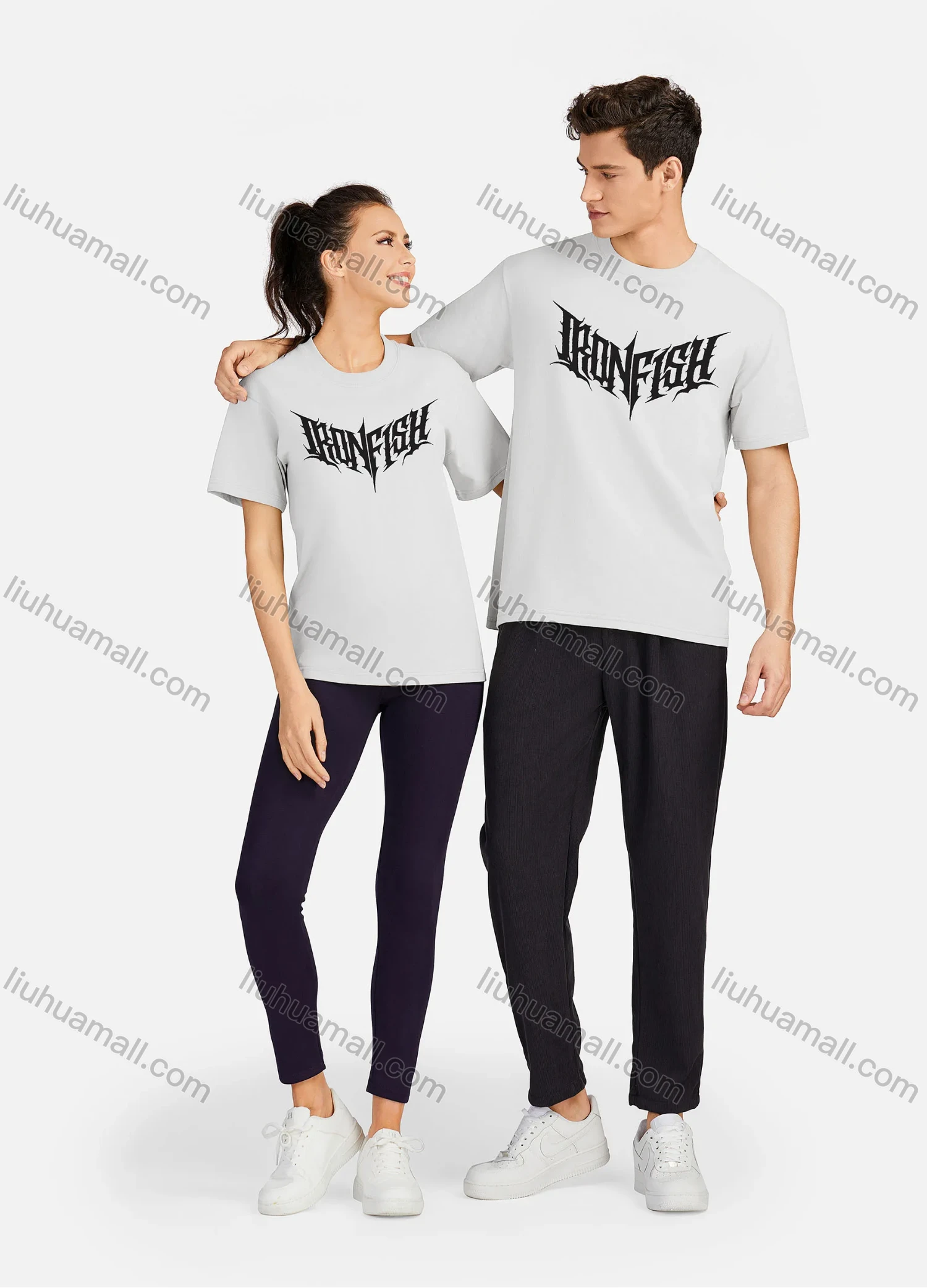 Wholesale Unisex Casual 100%Cotton Classic Round Neck Letter Print Short Sleeve Tee 17121# - Liuhuamall