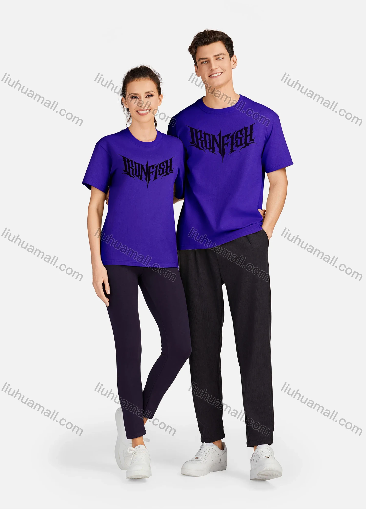 Wholesale Unisex Casual 100%Cotton Classic Round Neck Letter Print Short Sleeve Tee 17121# - Liuhuamall