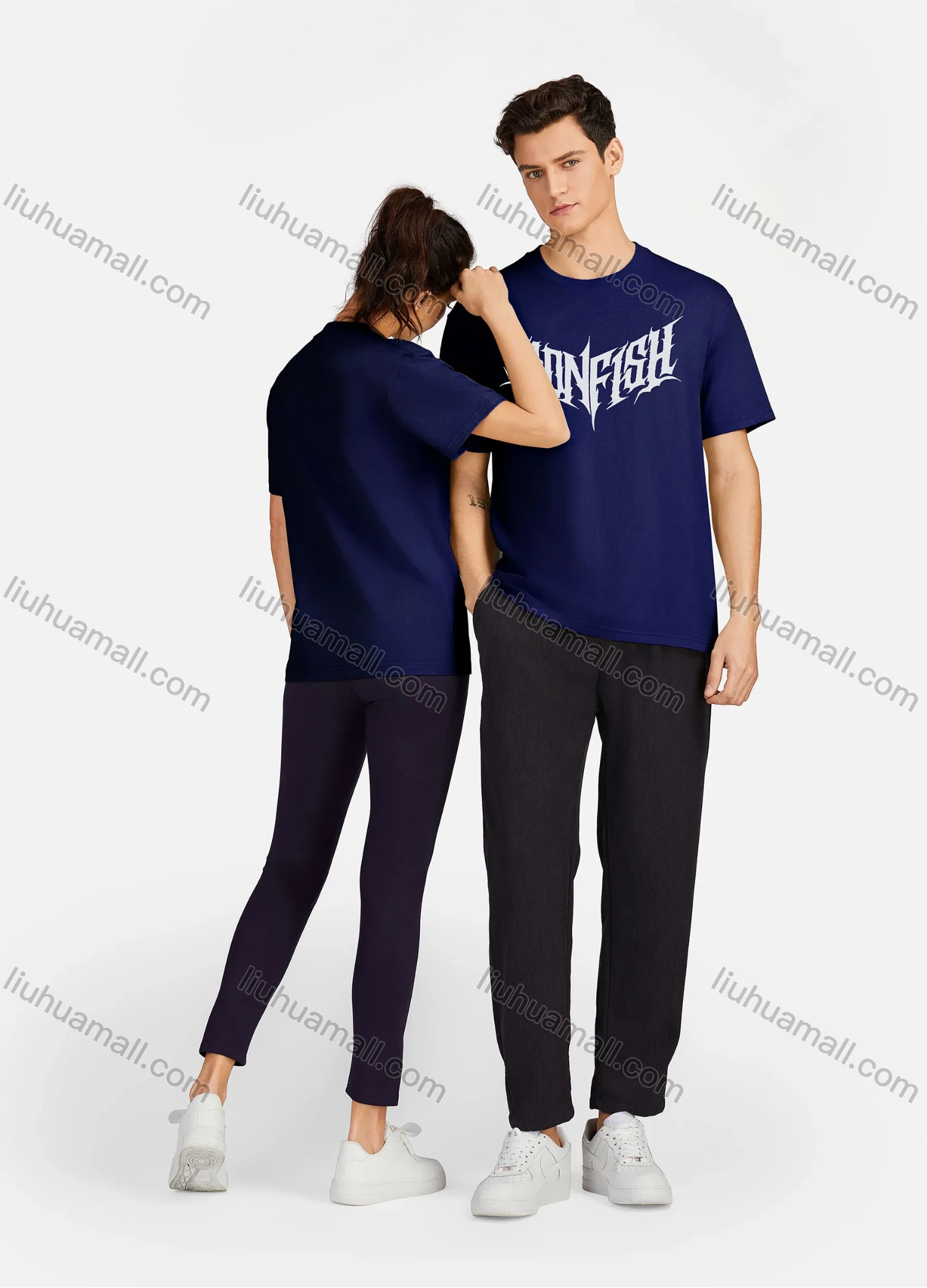 Wholesale Unisex Casual 100%Cotton Classic Round Neck Letter Print Short Sleeve Tee 17121# - Liuhuamall