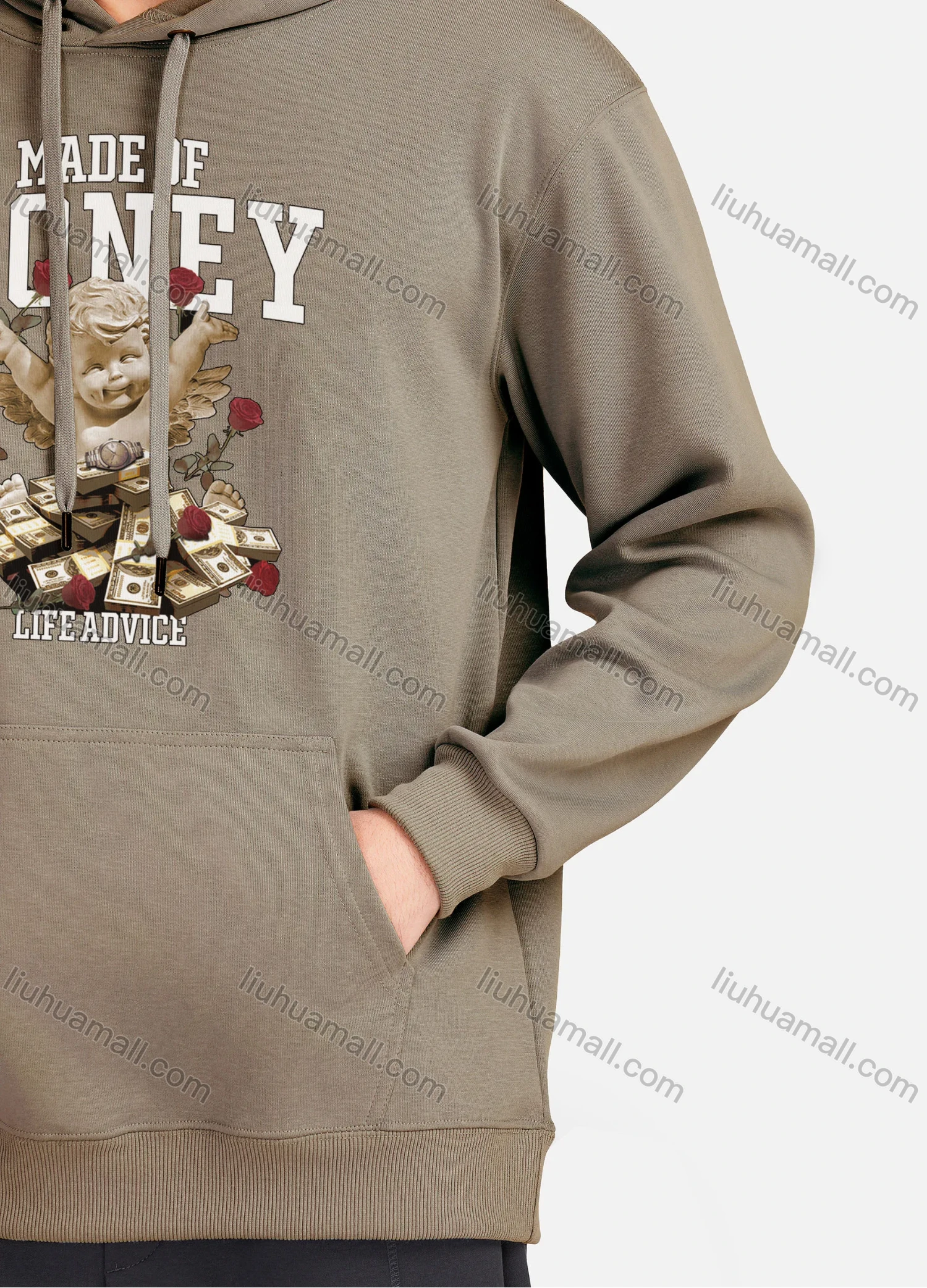 Wholesale Men's Casual 100%Cotton Letter Graphic Print Long Sleeve Drawstring Hoodies Sweatshirts With Pockets LF30-2# - Liuhuamall